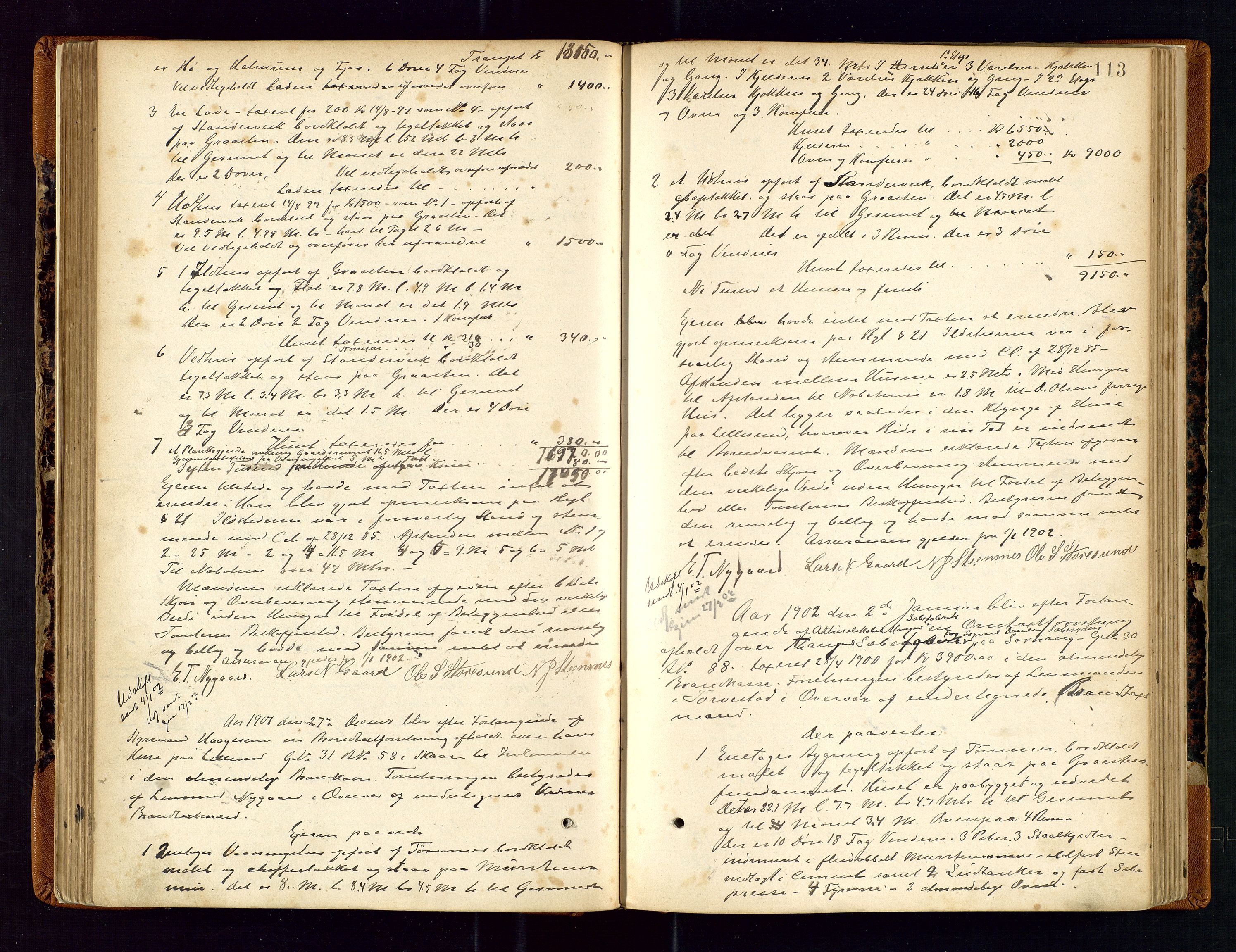 Torvestad lensmannskontor, SAST/A-100307/1/Goa/L0002: "Brandtaxationsprotokol for Torvestad Thinglag", 1883-1917, p. 112b-113a