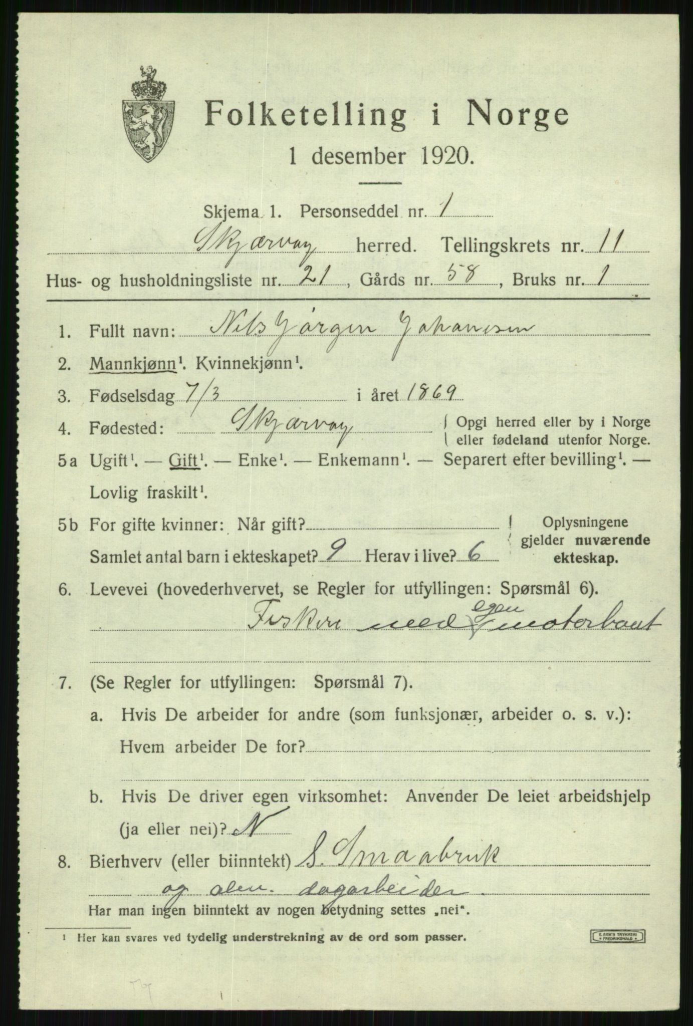 SATØ, 1920 census for Skjervøy, 1920, p. 5977