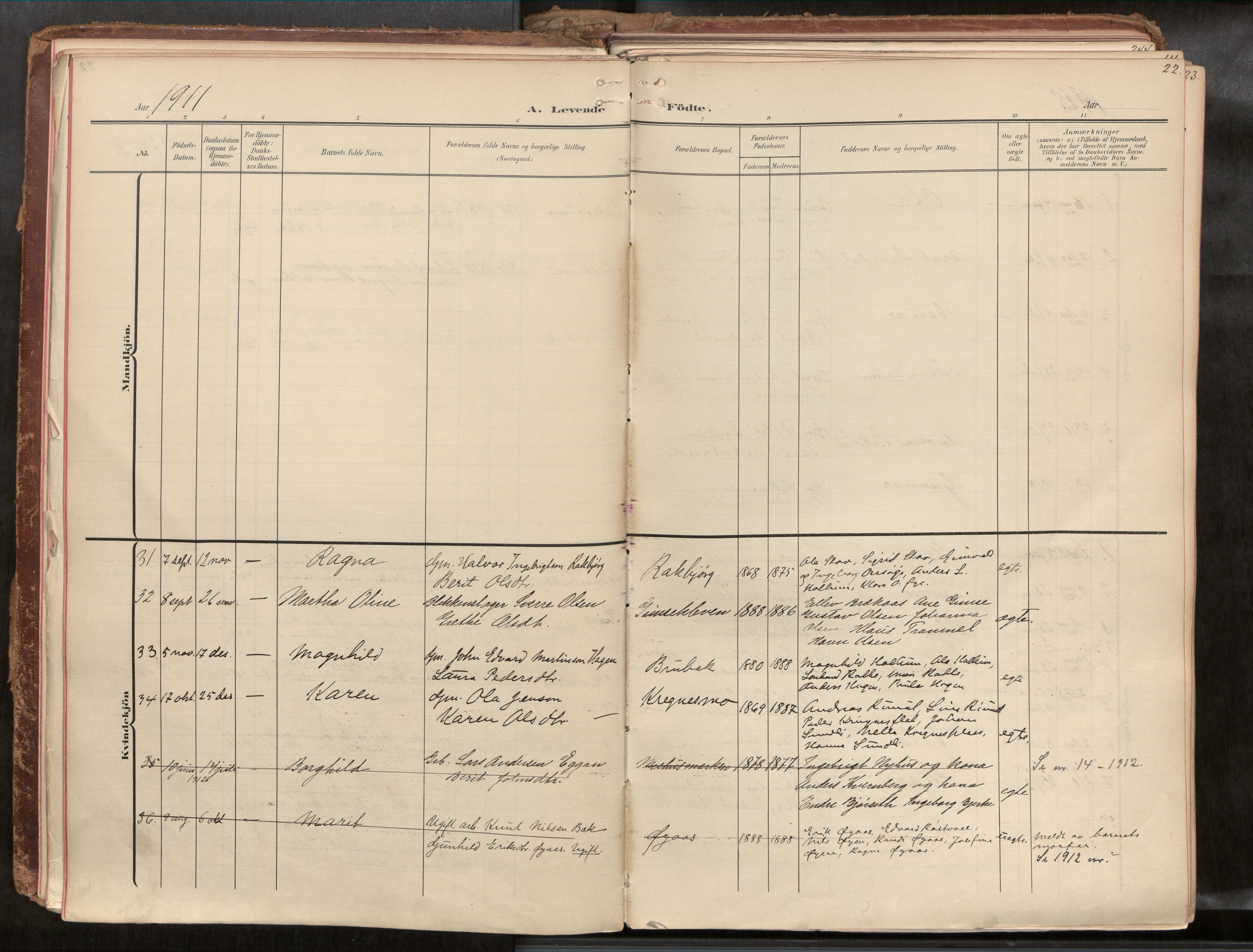 Ministerialprotokoller, klokkerbøker og fødselsregistre - Sør-Trøndelag, SAT/A-1456/691/L1085b: Parish register (official) no. 691A18, 1908-1930, p. 22
