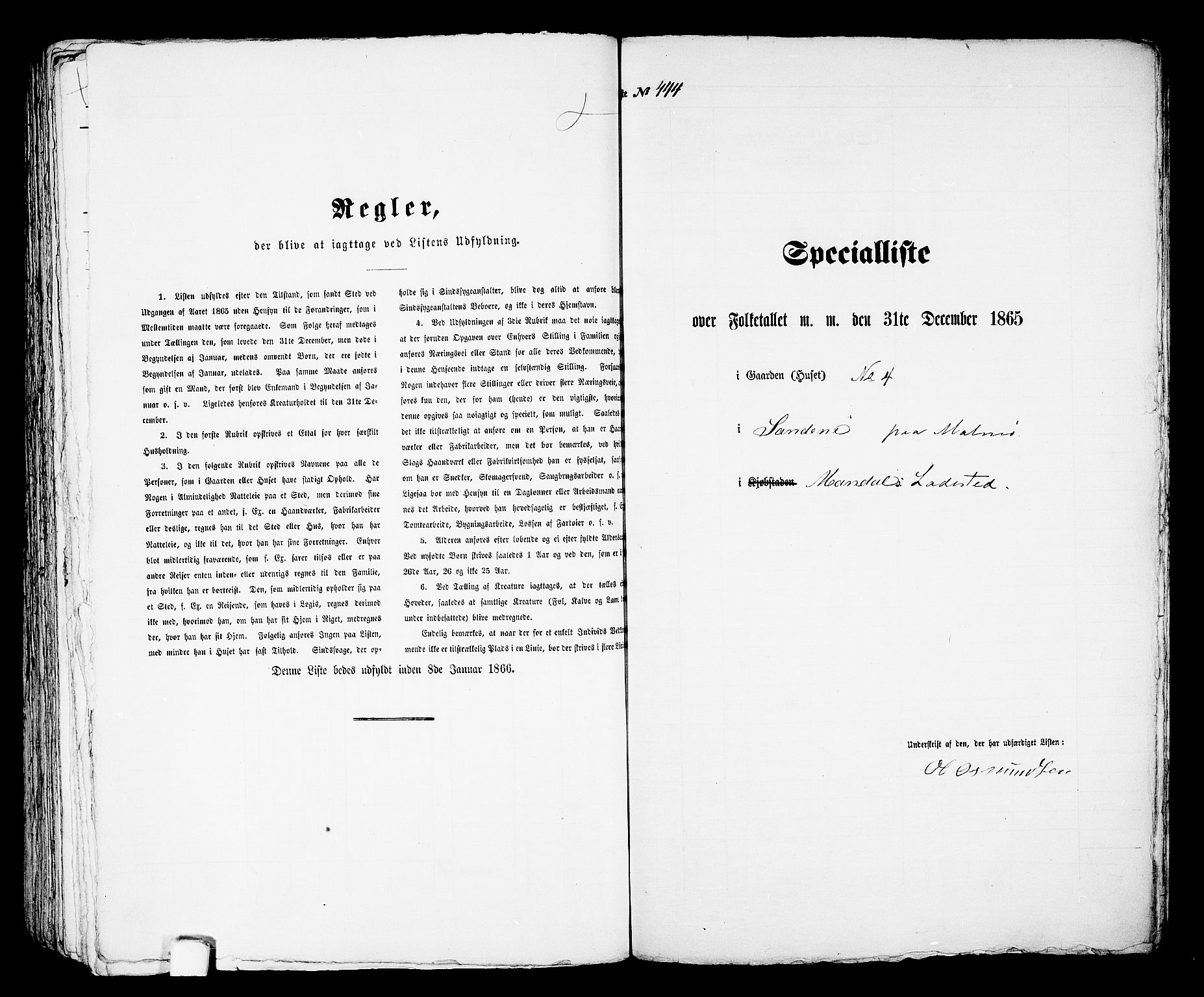 RA, 1865 census for Mandal/Mandal, 1865, p. 897