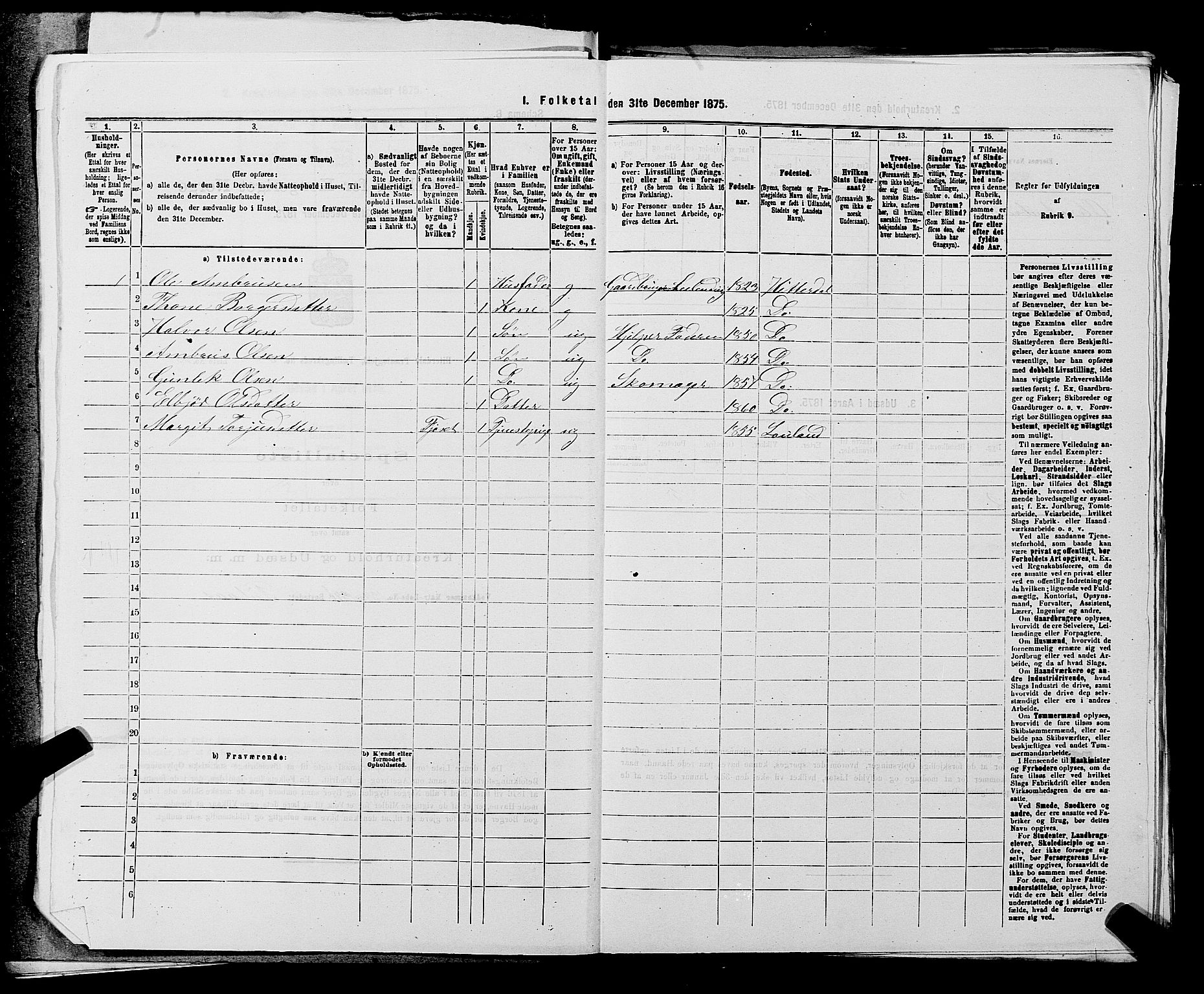 SAKO, 1875 census for 0823P Heddal, 1875, p. 829