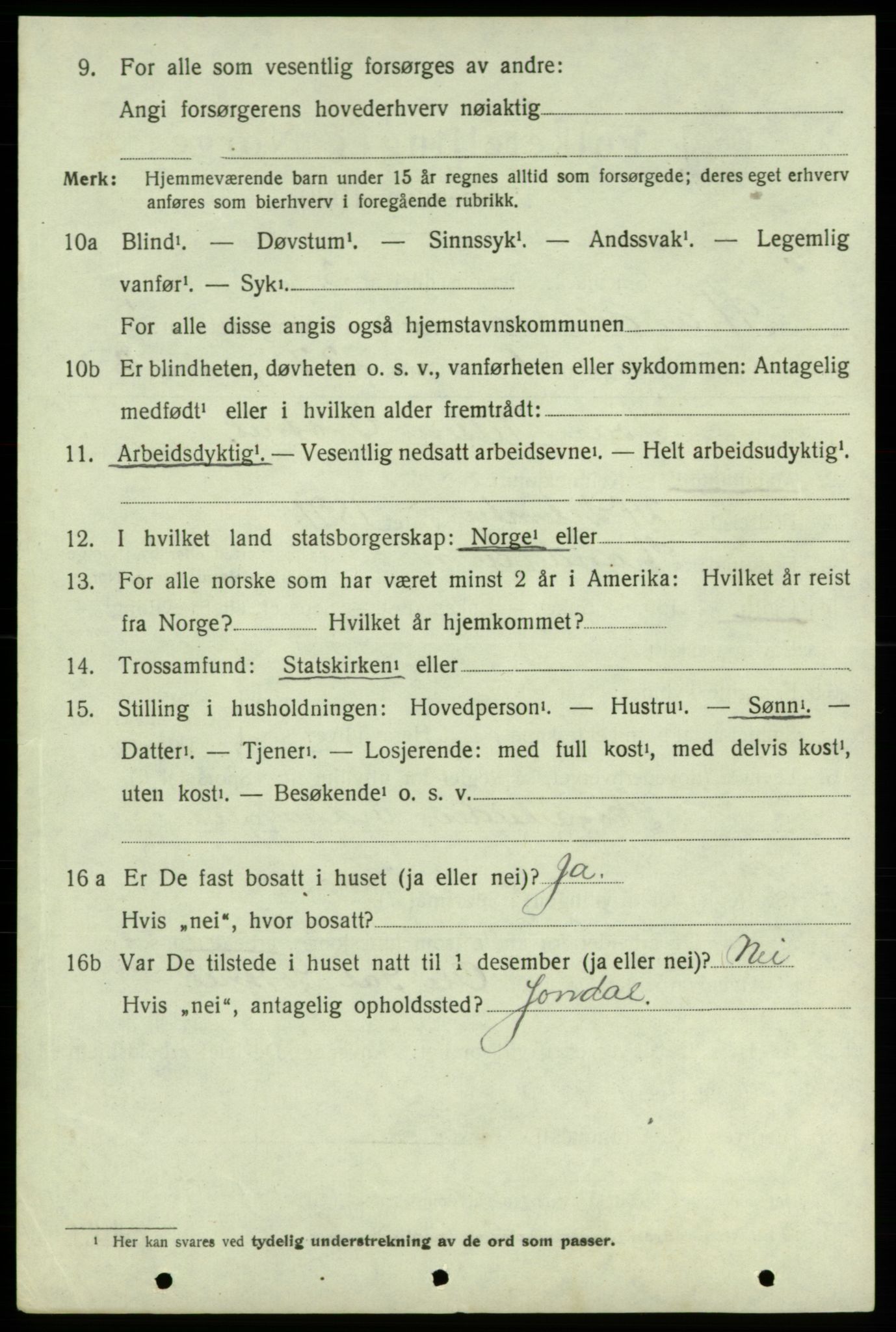 SAB, 1920 census for Strandebarm, 1920, p. 4383