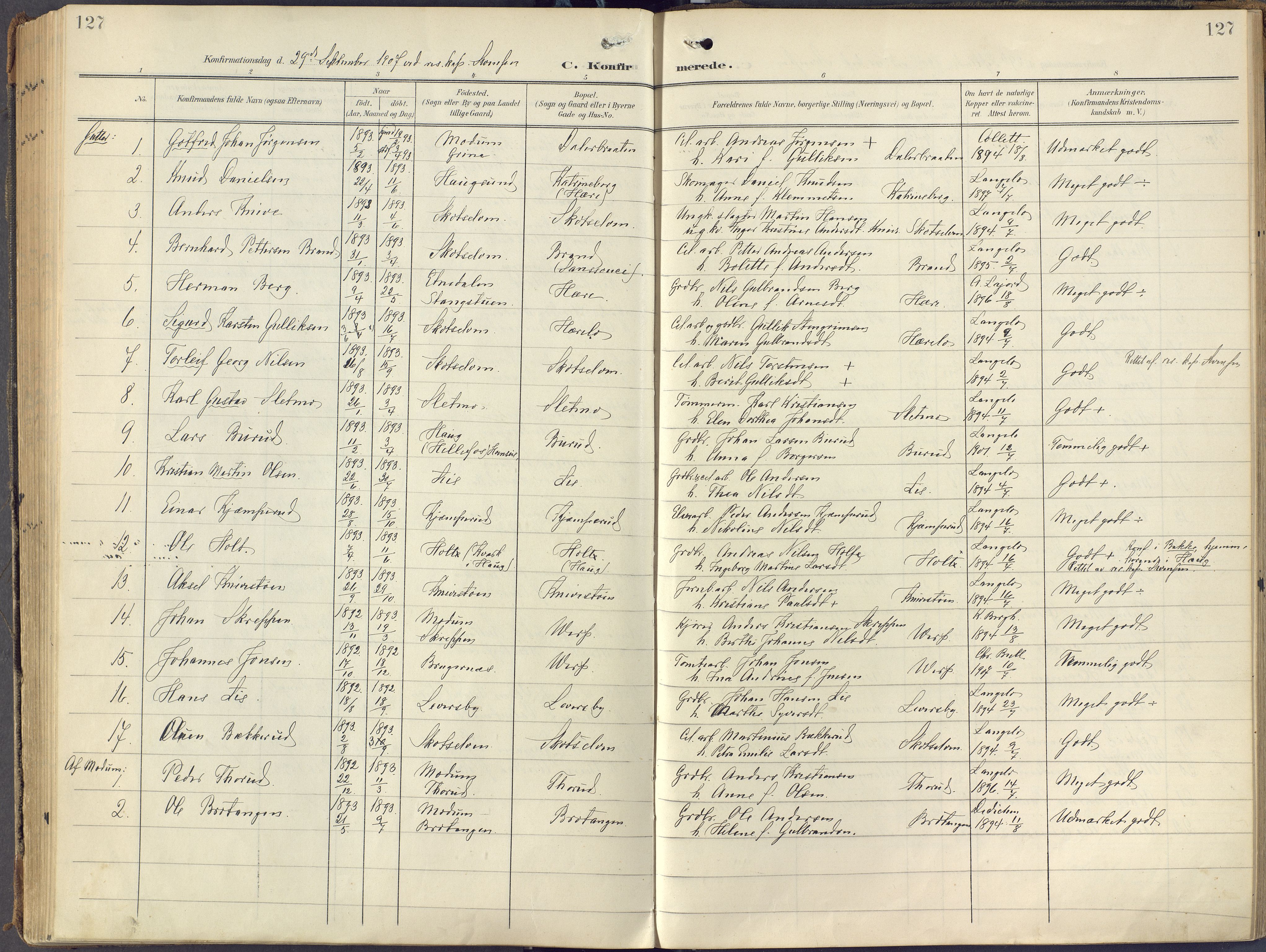 Eiker kirkebøker, AV/SAKO-A-4/F/Fc/L0004: Parish register (official) no. III 4, 1900-1919, p. 127