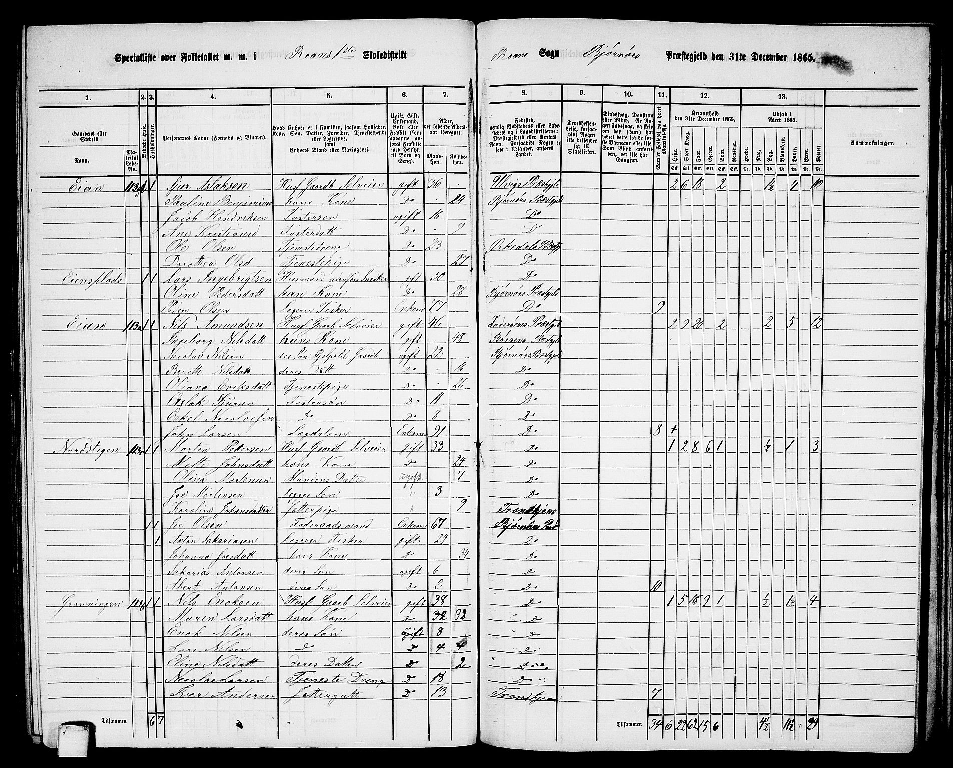 RA, 1865 census for Bjørnør, 1865, p. 91