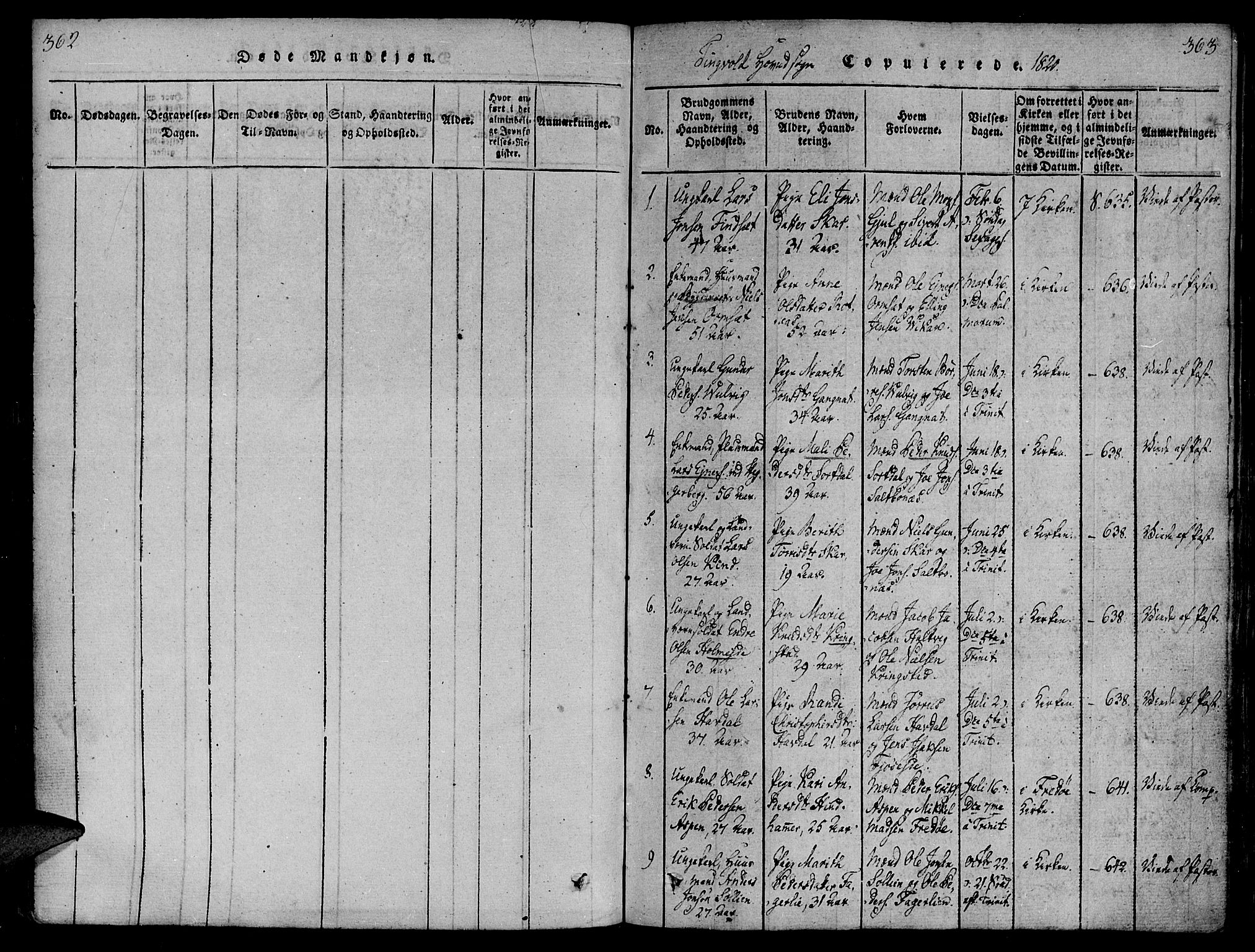 Ministerialprotokoller, klokkerbøker og fødselsregistre - Møre og Romsdal, SAT/A-1454/586/L0982: Parish register (official) no. 586A08, 1819-1829, p. 362-363