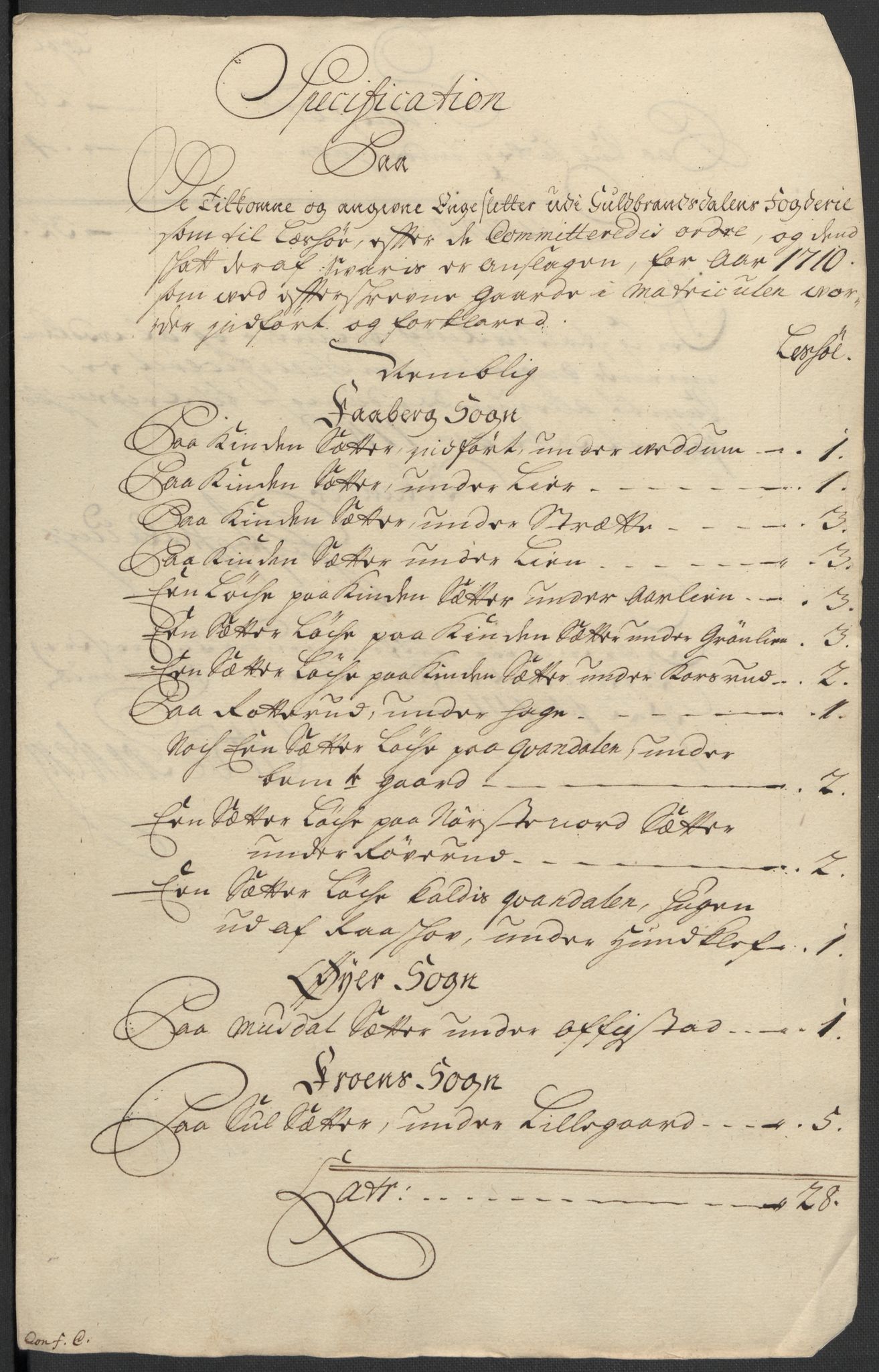 Rentekammeret inntil 1814, Reviderte regnskaper, Fogderegnskap, RA/EA-4092/R17/L1179: Fogderegnskap Gudbrandsdal, 1708-1710, p. 332