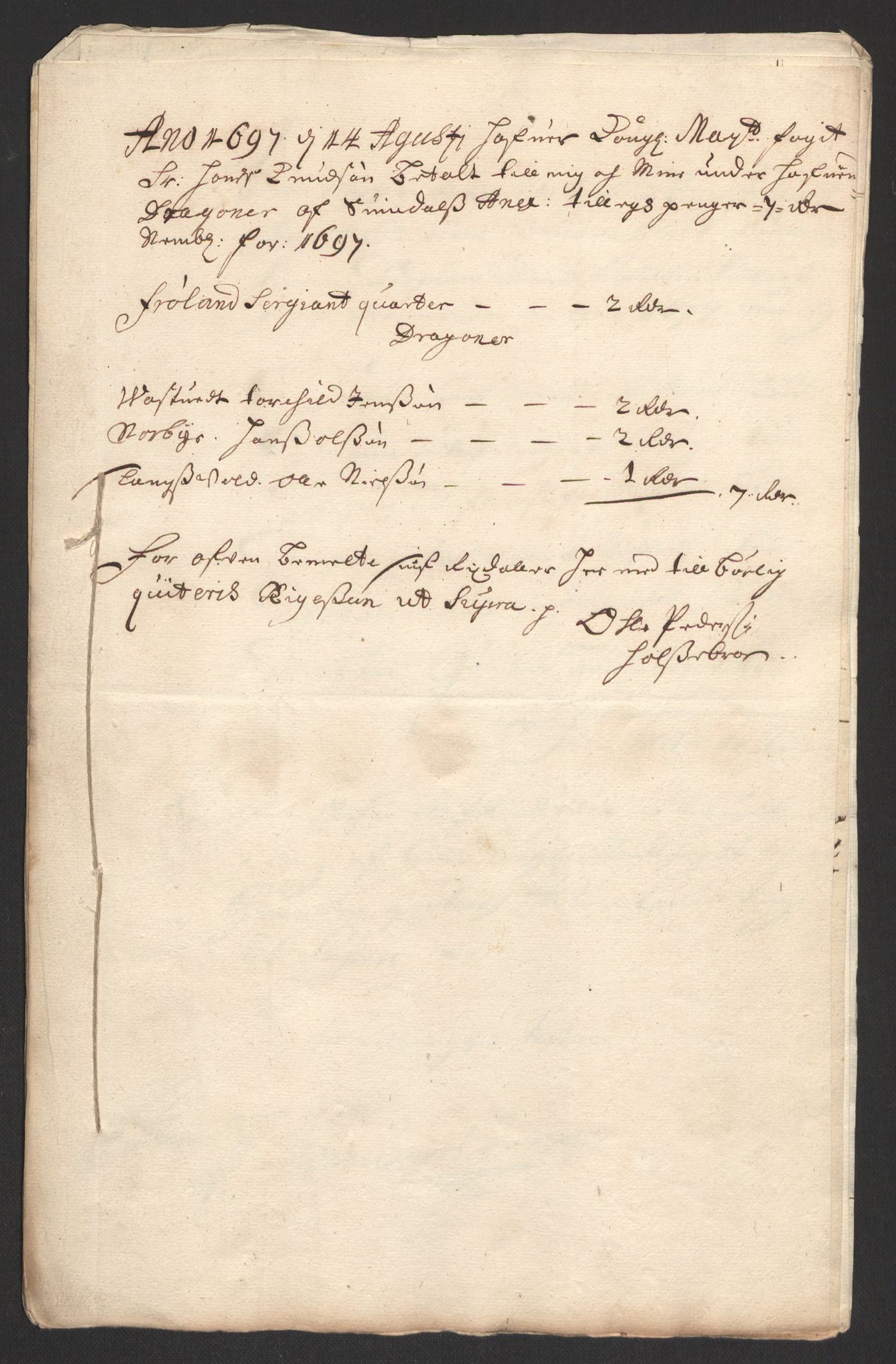 Rentekammeret inntil 1814, Reviderte regnskaper, Fogderegnskap, RA/EA-4092/R04/L0125: Fogderegnskap Moss, Onsøy, Tune, Veme og Åbygge, 1697, p. 125