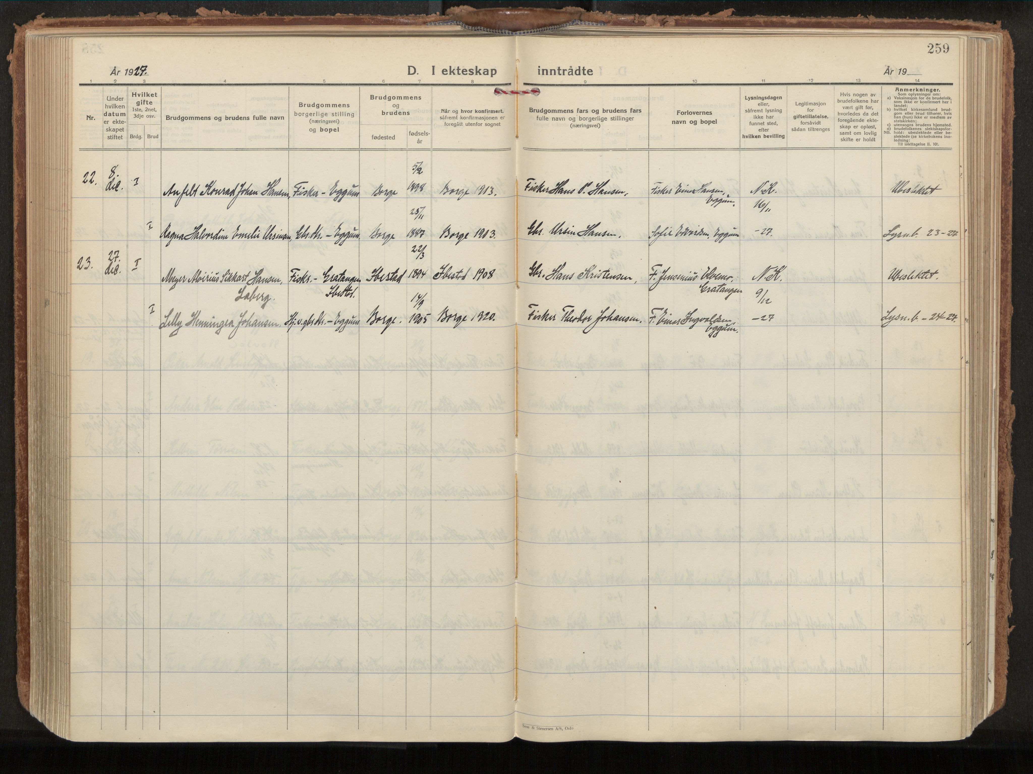 Ministerialprotokoller, klokkerbøker og fødselsregistre - Nordland, AV/SAT-A-1459/880/L1137: Parish register (official) no. 880A11, 1927-1944, p. 259