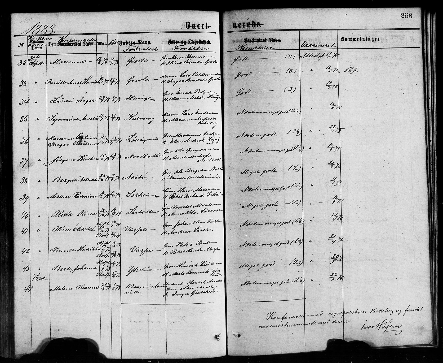 Bremanger sokneprestembete, AV/SAB-A-82201/H/Hab/Haba/L0002: Parish register (copy) no. A 2, 1866-1889, p. 263