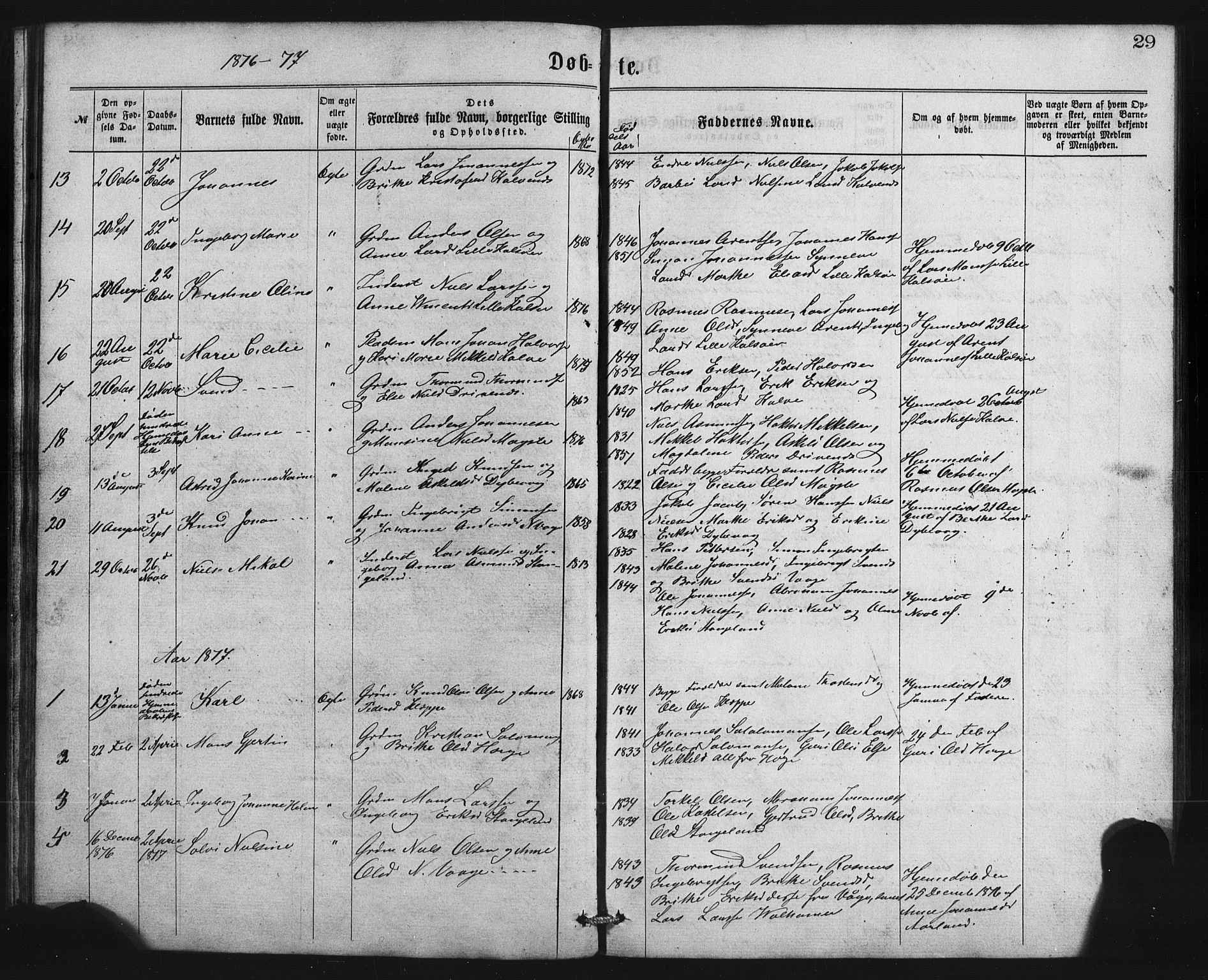 Austevoll sokneprestembete, AV/SAB-A-74201/H/Ha/Hab/Habb/L0002: Parish register (copy) no. B 2, 1865-1878, p. 29