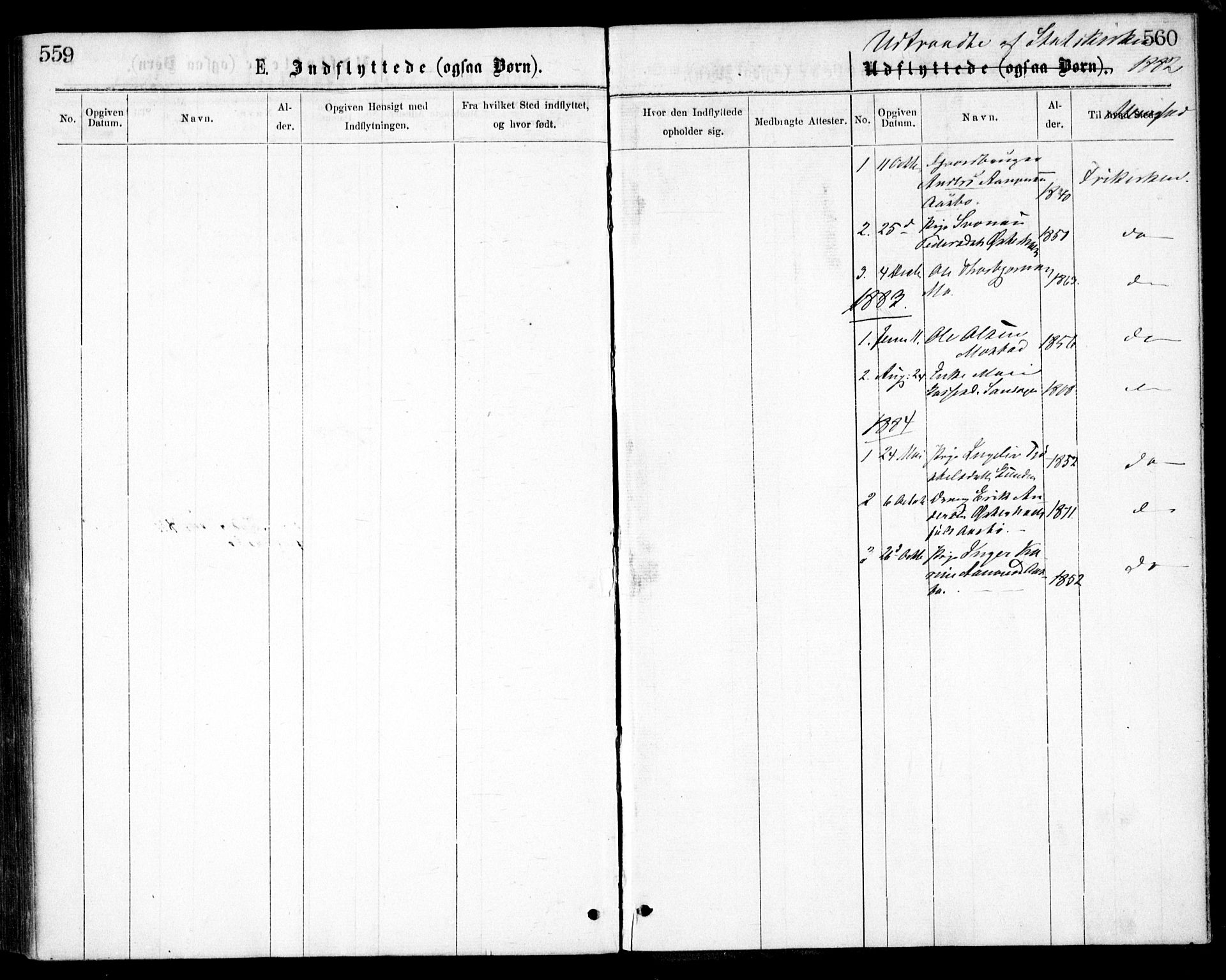 Gjerstad sokneprestkontor, SAK/1111-0014/F/Fa/Faa/L0008: Parish register (official) no. A 8, 1876-1884, p. 559-560