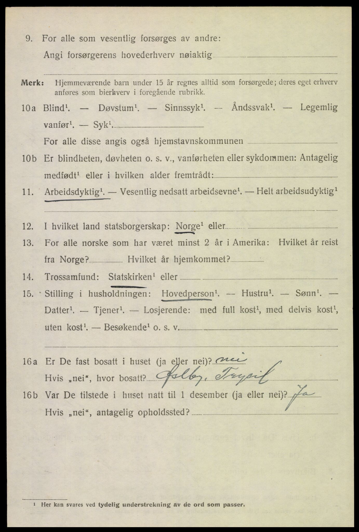 SAH, 1920 census for Trysil, 1920, p. 12702