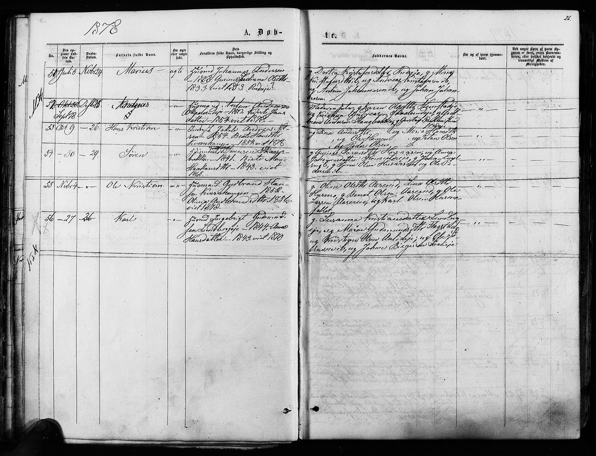 Nes prestekontor Kirkebøker, AV/SAO-A-10410/F/Fa/L0009: Parish register (official) no. I 9, 1875-1882, p. 26