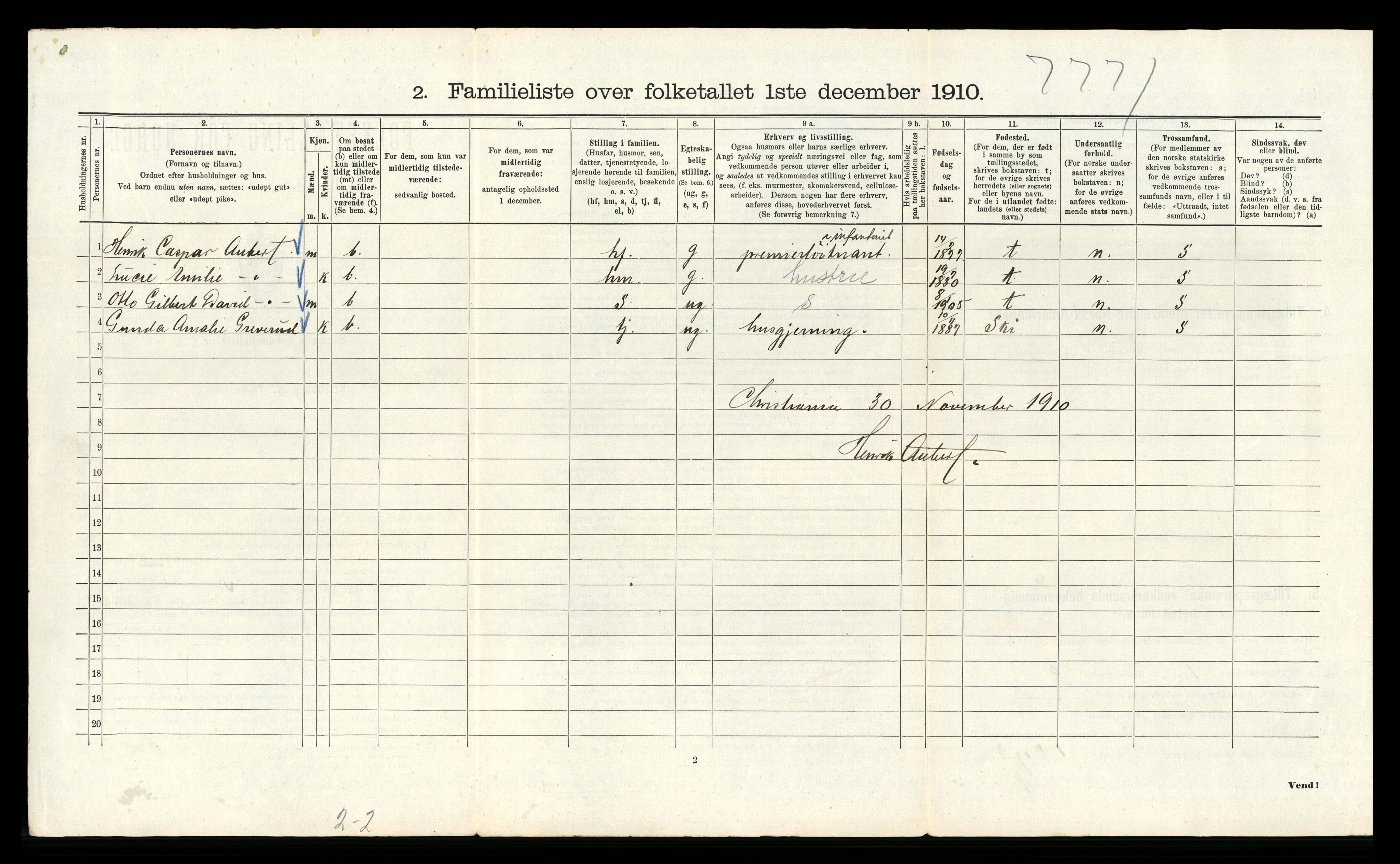 RA, 1910 census for Kristiania, 1910, p. 63982