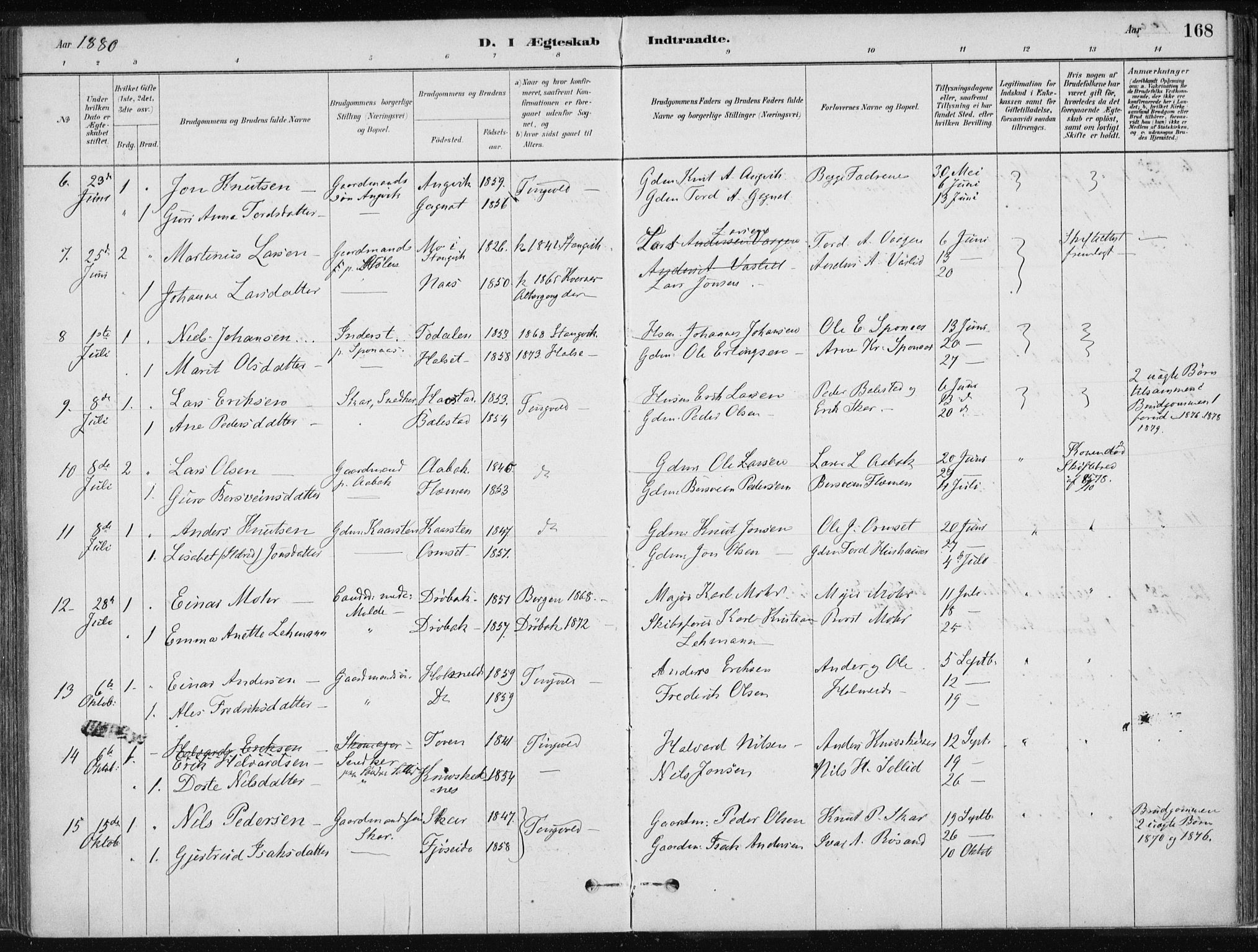 Ministerialprotokoller, klokkerbøker og fødselsregistre - Møre og Romsdal, AV/SAT-A-1454/586/L0987: Parish register (official) no. 586A13, 1879-1892, p. 168