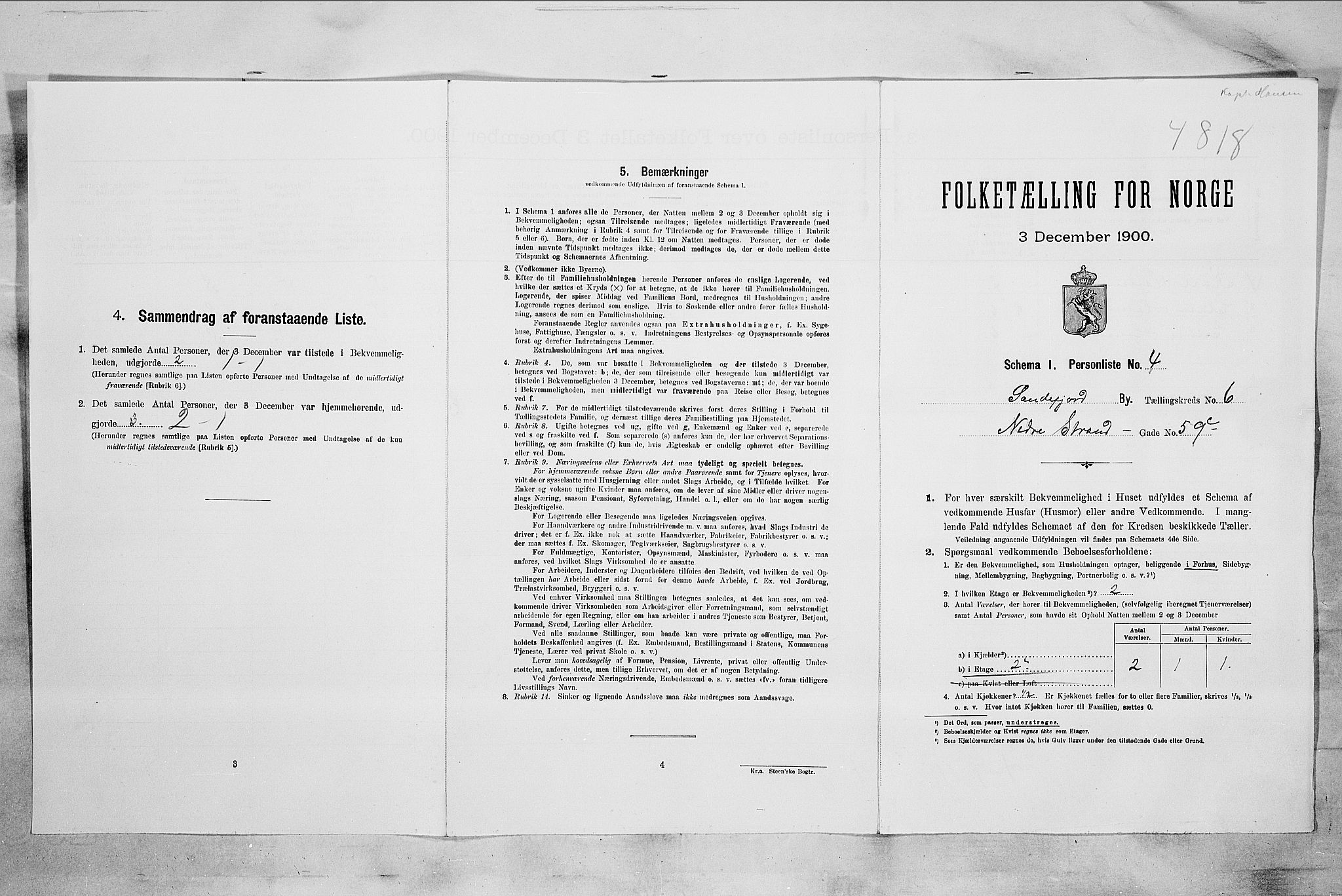 RA, 1900 census for Sandefjord, 1900, p. 1660