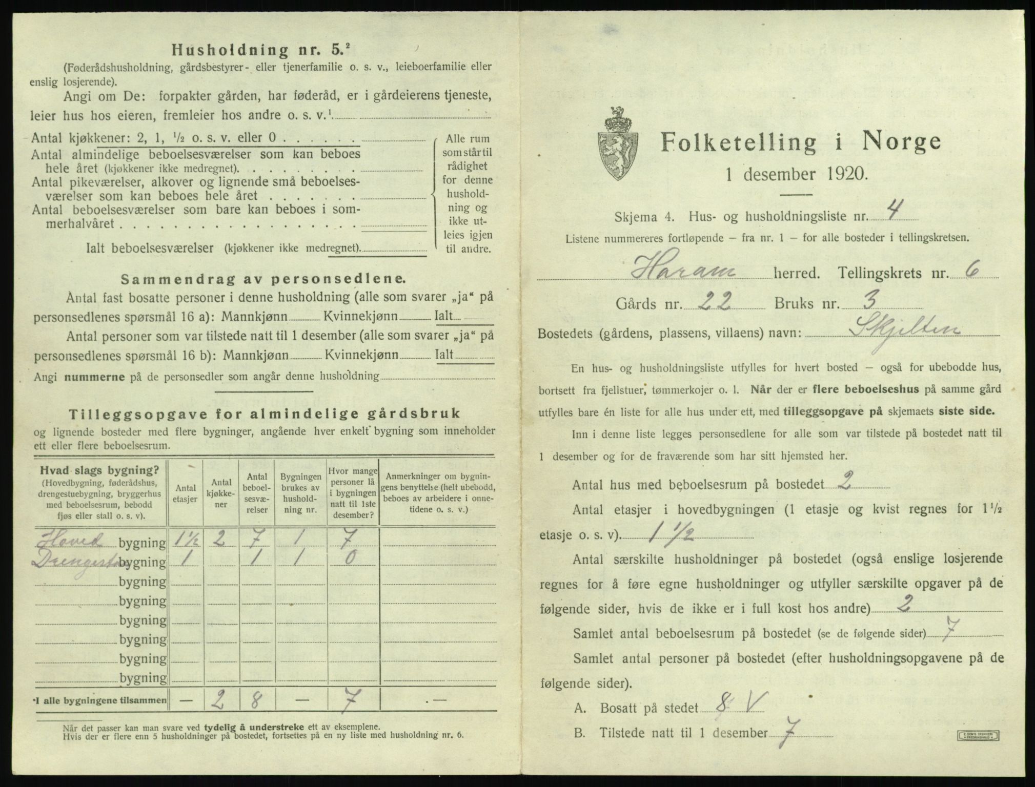 SAT, 1920 census for Haram, 1920, p. 359