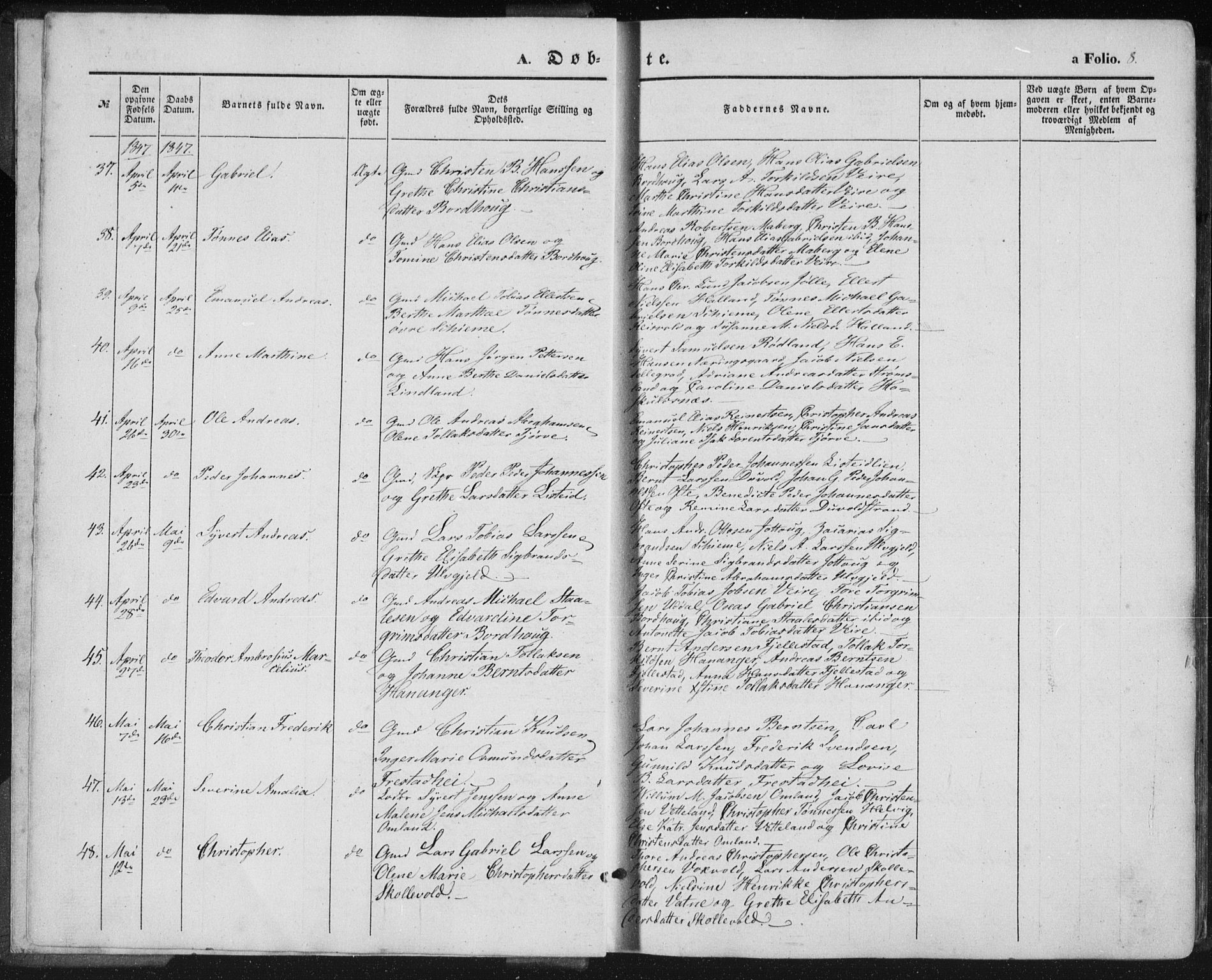 Lista sokneprestkontor, SAK/1111-0027/F/Fa/L0010: Parish register (official) no. A 10, 1846-1861, p. 8