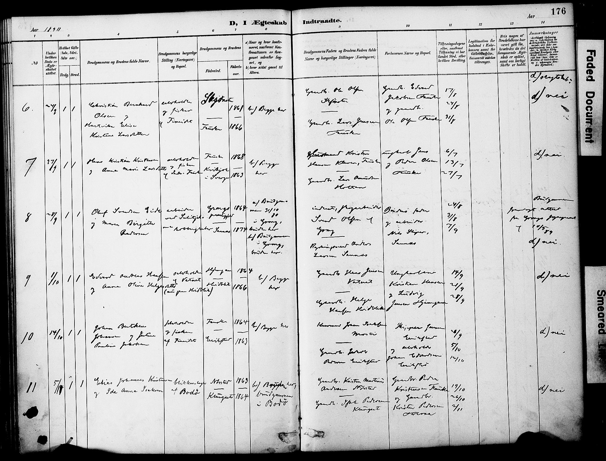 Ministerialprotokoller, klokkerbøker og fødselsregistre - Nordland, SAT/A-1459/849/L0690: Parish register (official) no. 849A02, 1890-1897, p. 176