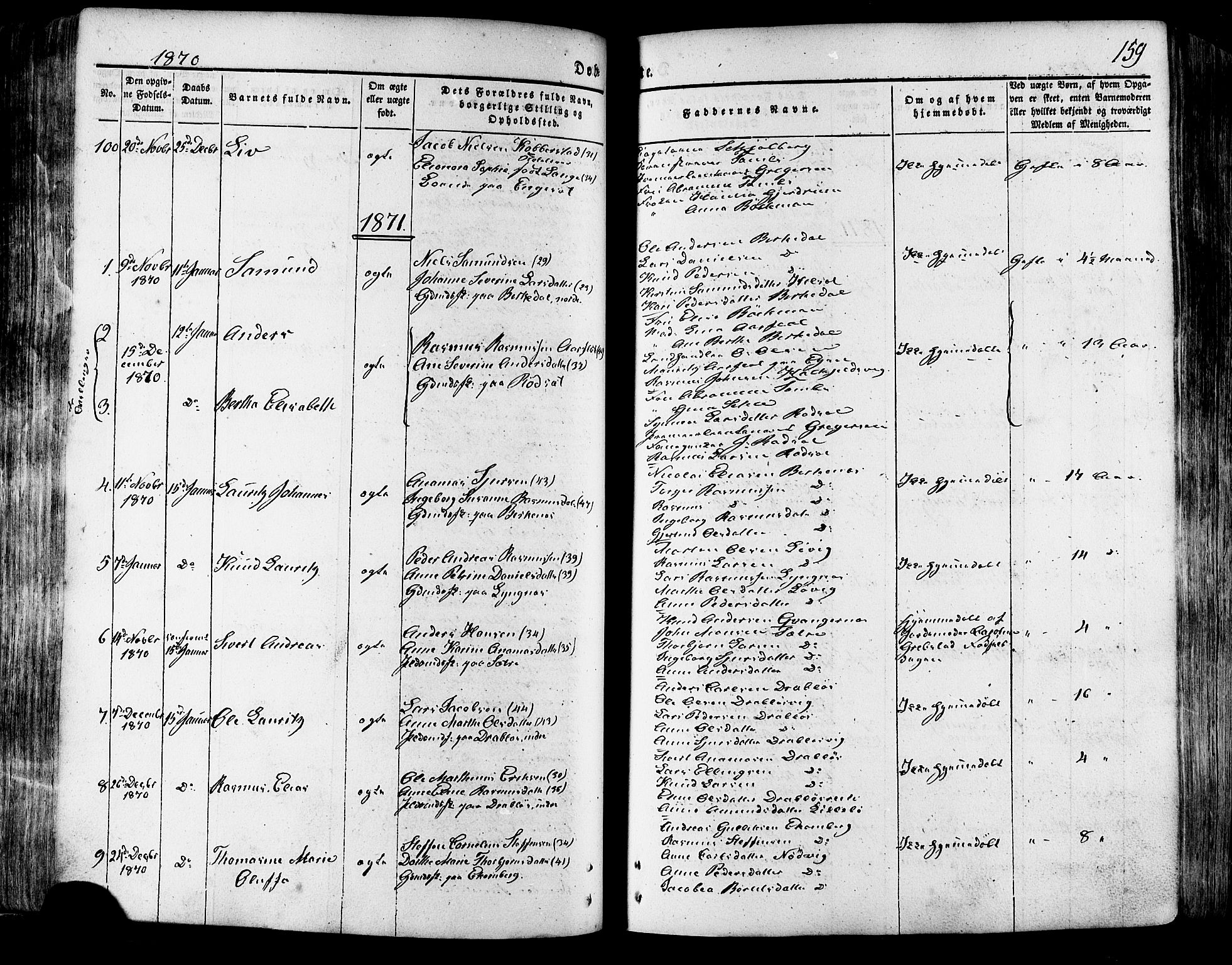 Ministerialprotokoller, klokkerbøker og fødselsregistre - Møre og Romsdal, SAT/A-1454/511/L0140: Parish register (official) no. 511A07, 1851-1878, p. 159