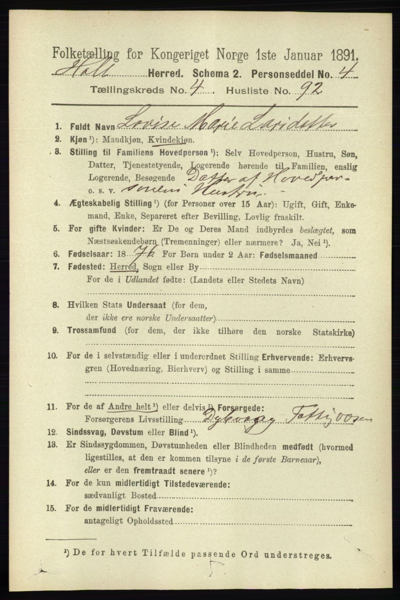 RA, 1891 census for 0914 Holt, 1891, p. 2207