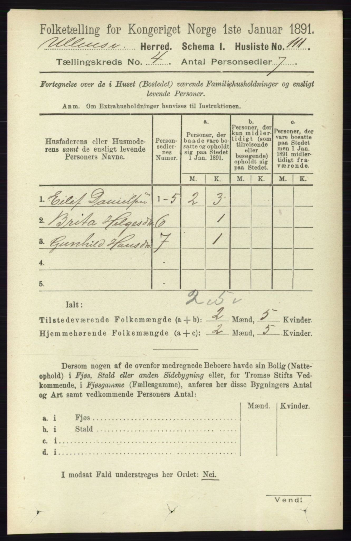 RA, 1891 census for 1230 Ullensvang, 1891, p. 967