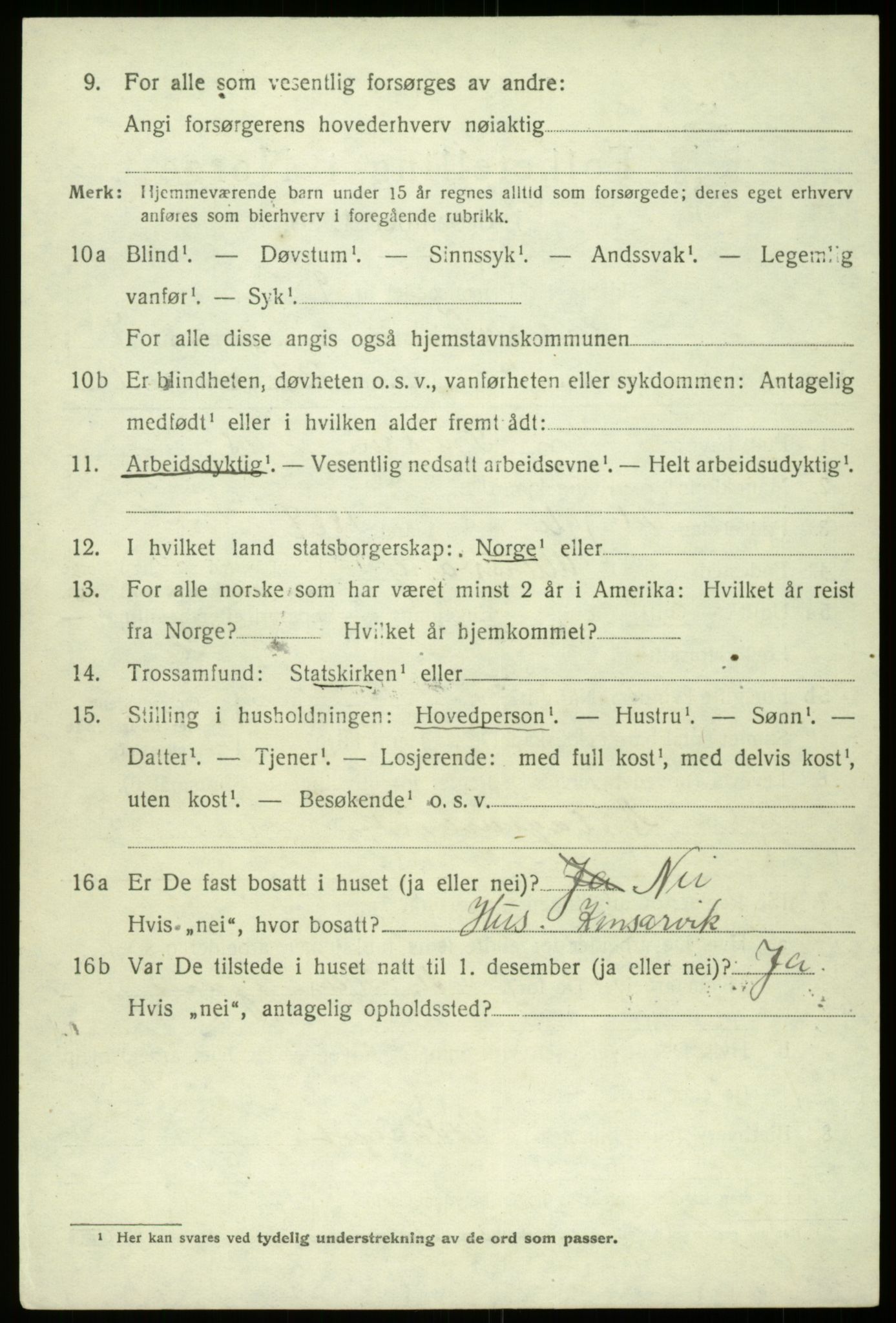 SAB, 1920 census for Kinsarvik, 1920, p. 3583