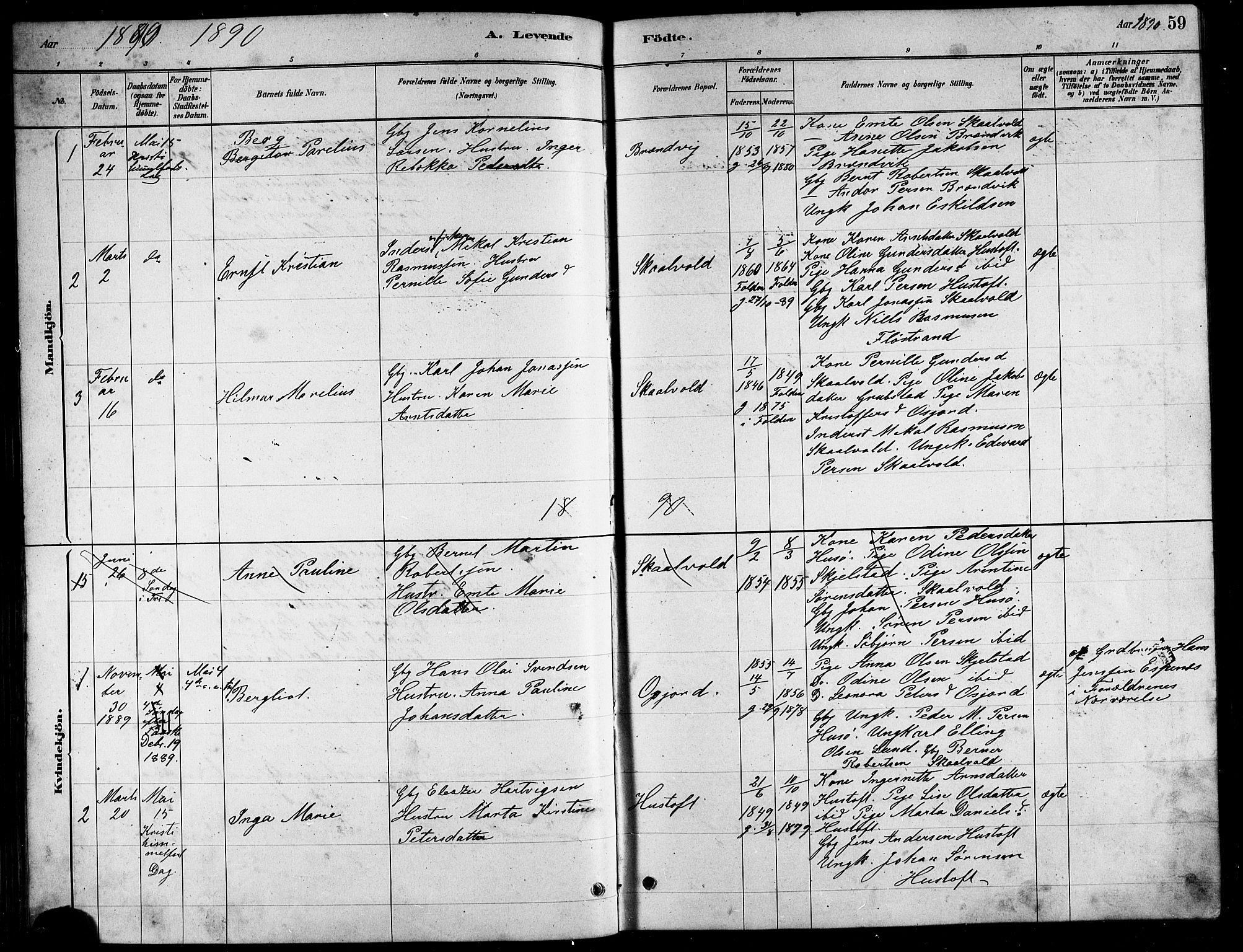 Ministerialprotokoller, klokkerbøker og fødselsregistre - Nordland, AV/SAT-A-1459/857/L0828: Parish register (copy) no. 857C03, 1879-1908, p. 59