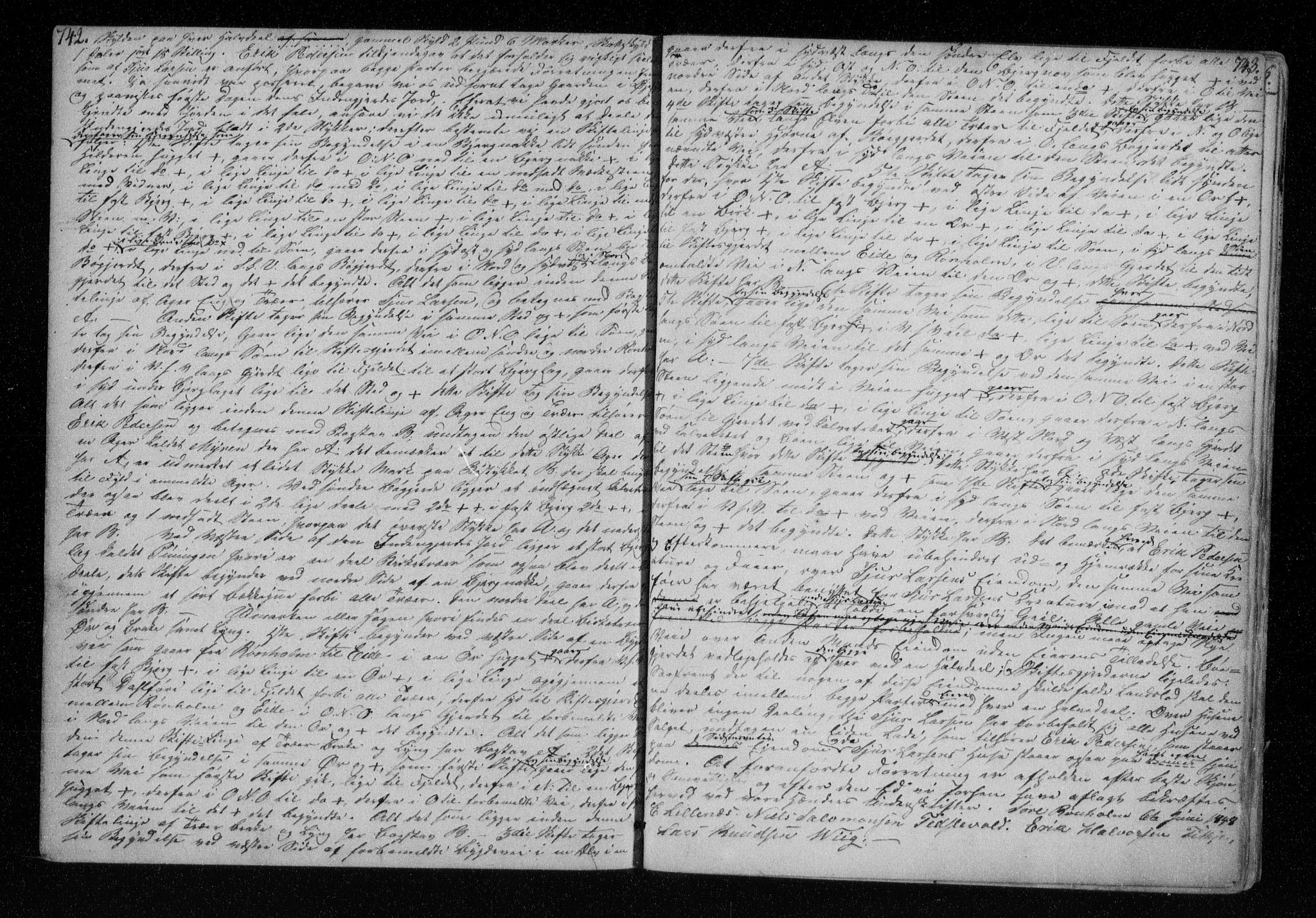 Sunnhordland sorenskrivar, AV/SAB-A-2401/1/F/Fb/Fba/L0003: Ekstrarettsprotokoll, 1840-1848, p. 742-743