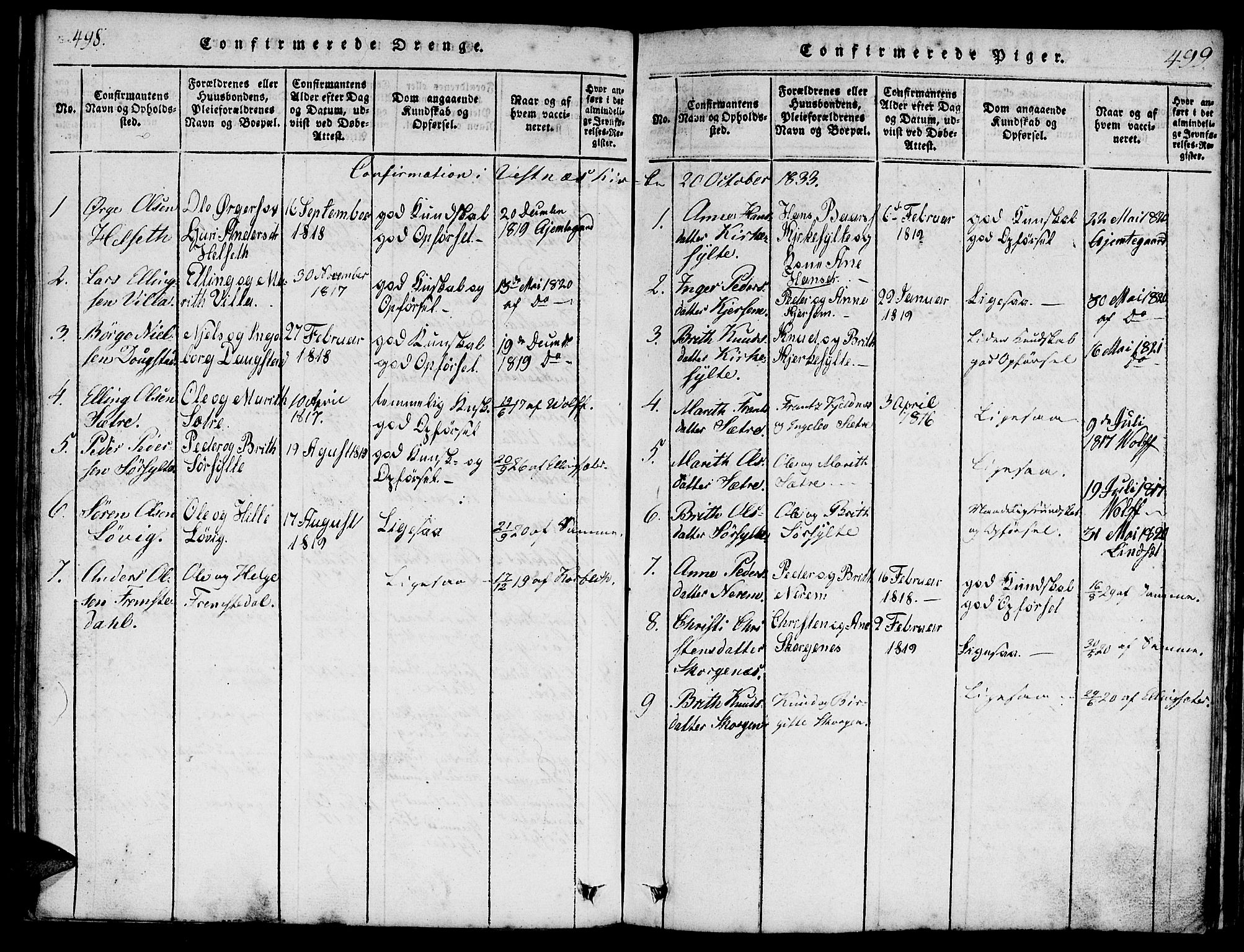 Ministerialprotokoller, klokkerbøker og fødselsregistre - Møre og Romsdal, AV/SAT-A-1454/541/L0544: Parish register (official) no. 541A01, 1818-1847, p. 498-499