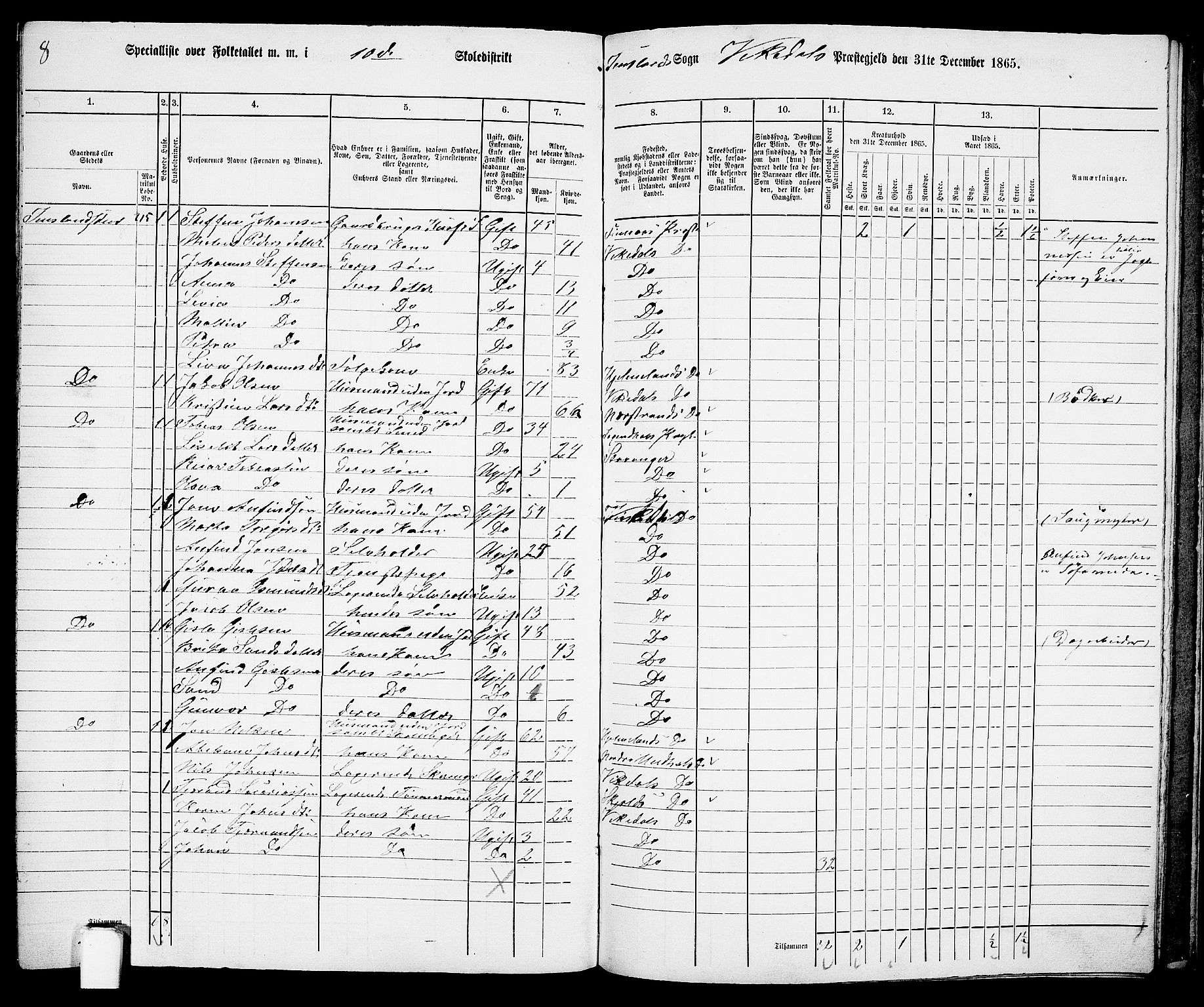 RA, 1865 census for Vikedal, 1865, p. 102