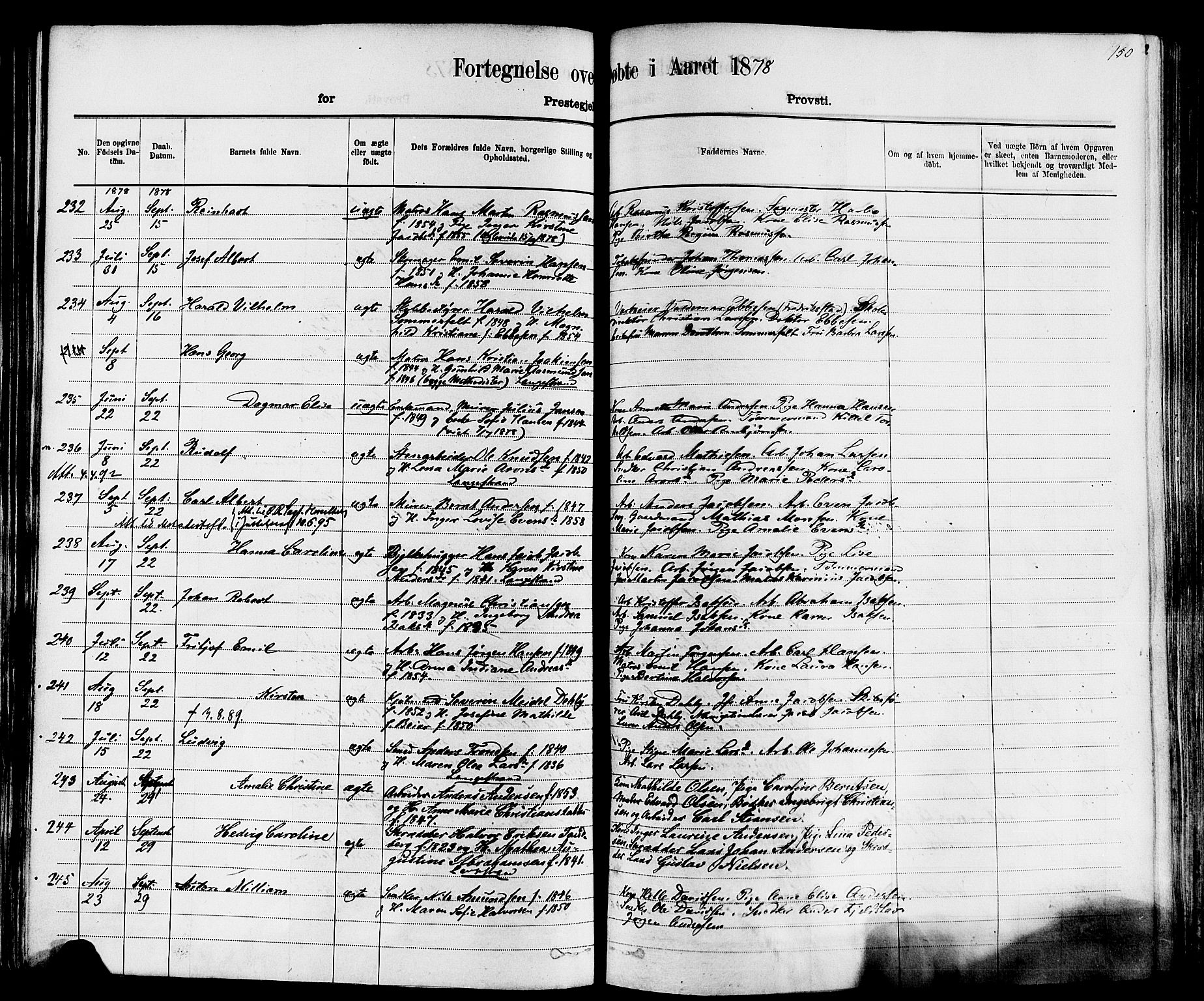 Larvik kirkebøker, AV/SAKO-A-352/F/Fa/L0006: Parish register (official) no. I 6, 1871-1883, p. 150