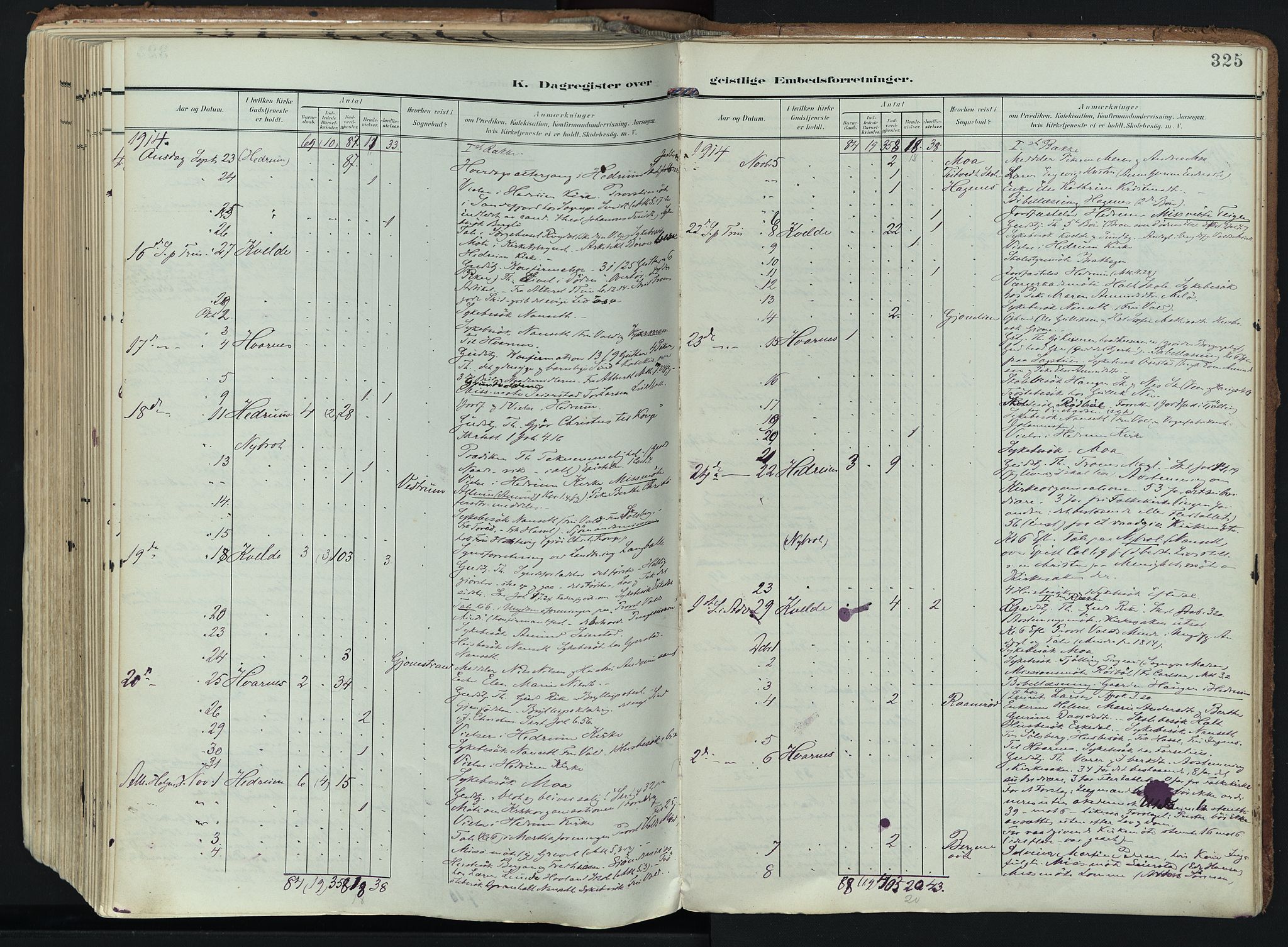 Hedrum kirkebøker, AV/SAKO-A-344/F/Fa/L0010: Parish register (official) no. I 10, 1904-1918, p. 325