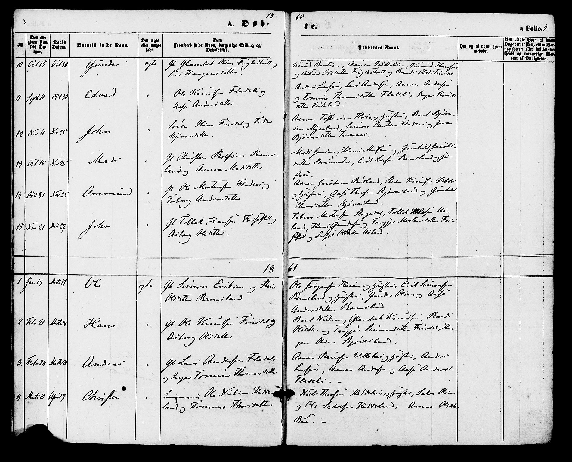 Holum sokneprestkontor, AV/SAK-1111-0022/F/Fa/Fac/L0003: Parish register (official) no. A 3, 1860-1883, p. 4