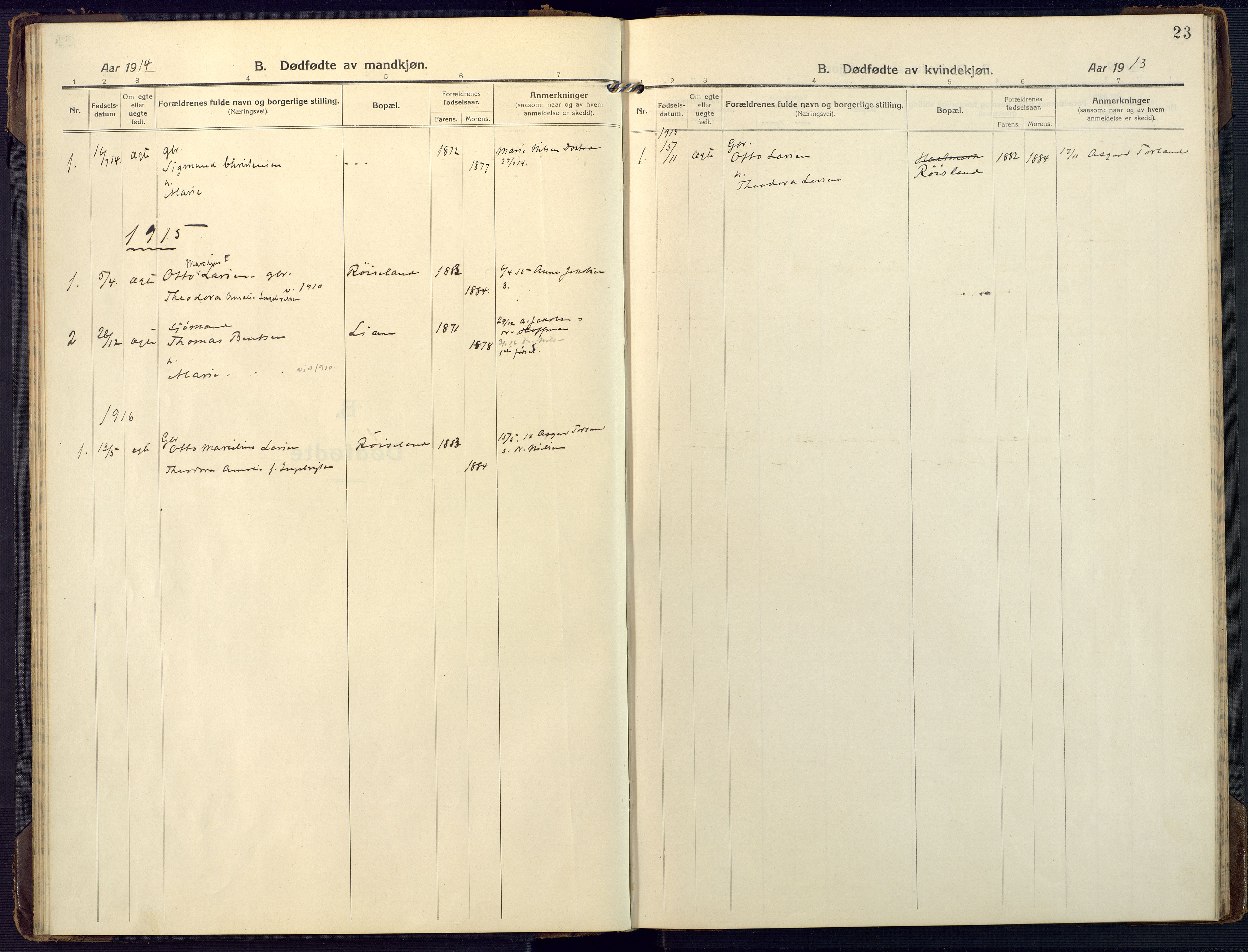 Mandal sokneprestkontor, SAK/1111-0030/F/Fa/Fab/L0003: Parish register (official) no. A 3, 1913-1933, p. 23