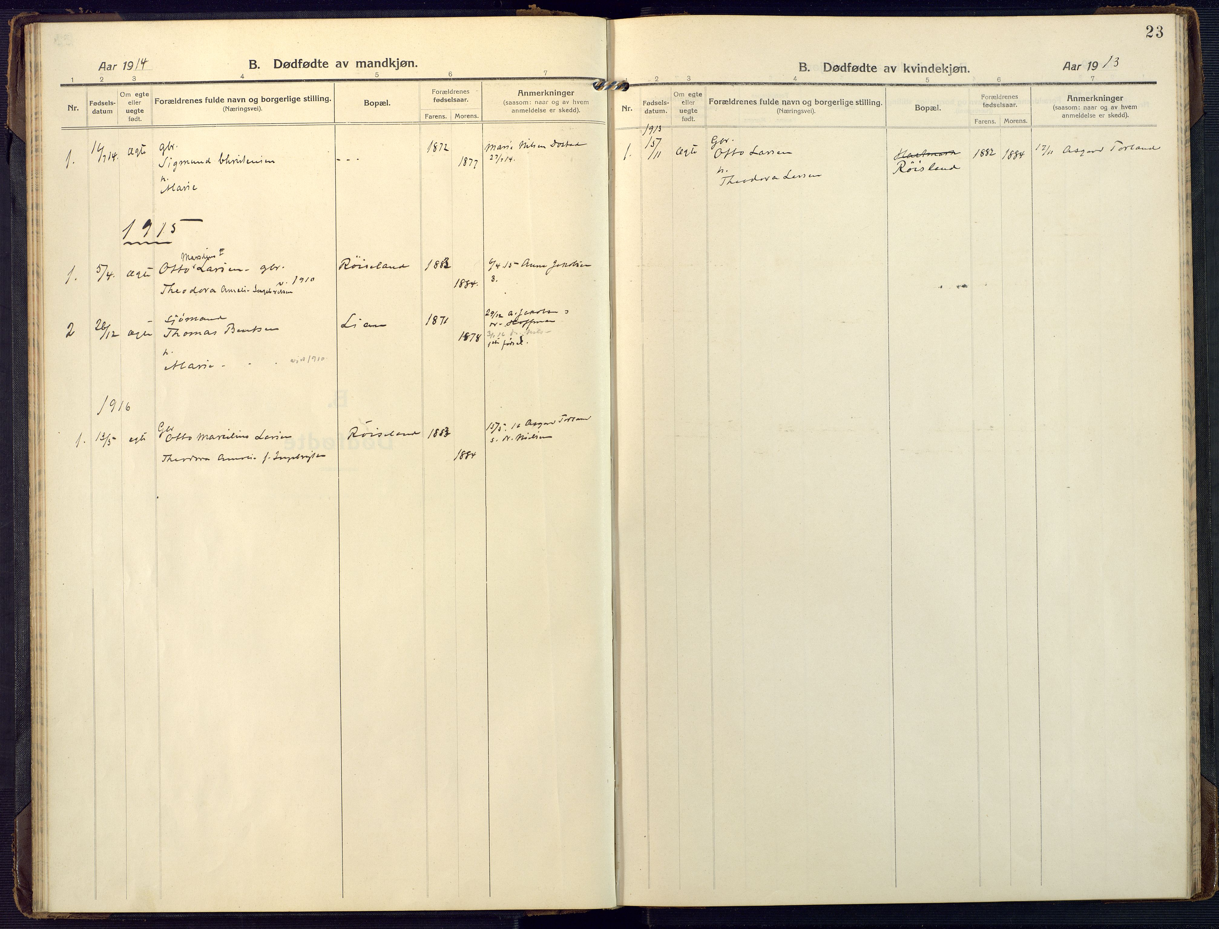 Mandal sokneprestkontor, AV/SAK-1111-0030/F/Fa/Fab/L0003: Parish register (official) no. A 3, 1913-1933, p. 23