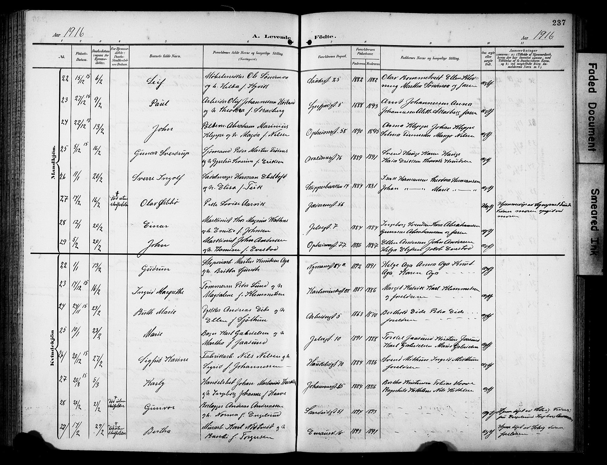 St. Johannes sokneprestkontor, AV/SAST-A-101814/001/30/30BB/L0006: Parish register (copy) no. B 6, 1907-1917, p. 237