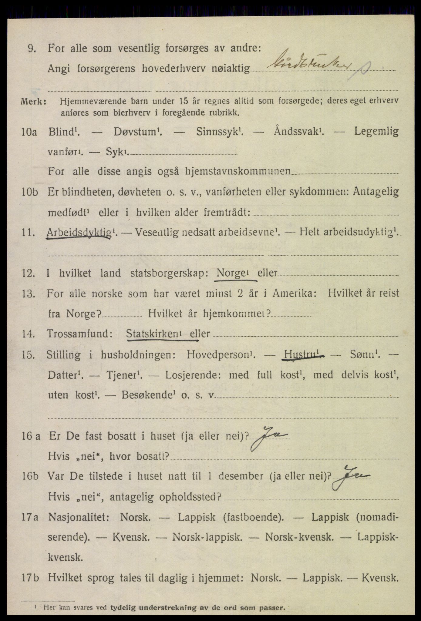 SAT, 1920 census for Grong, 1920, p. 4120