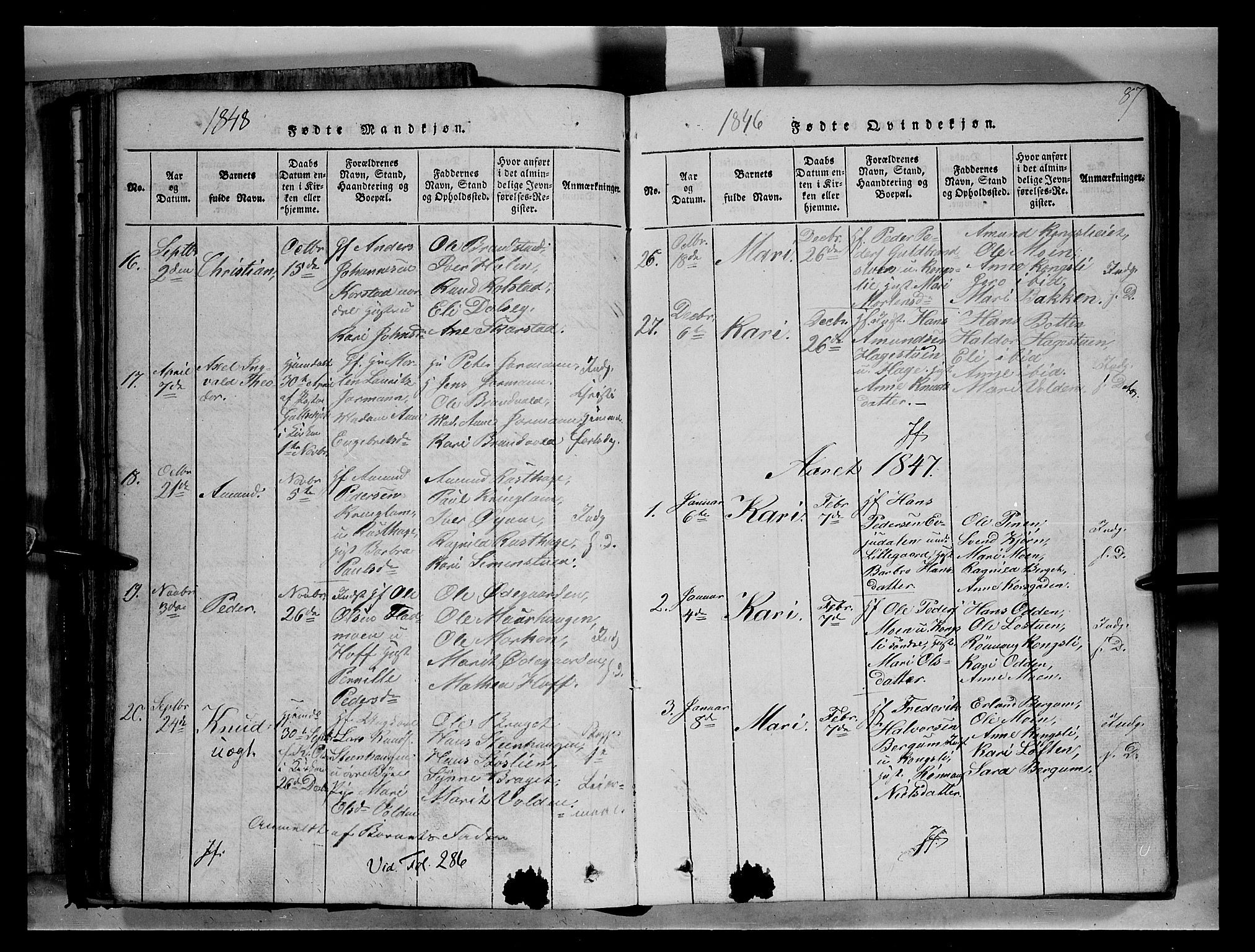 Fron prestekontor, SAH/PREST-078/H/Ha/Hab/L0004: Parish register (copy) no. 4, 1816-1850, p. 87