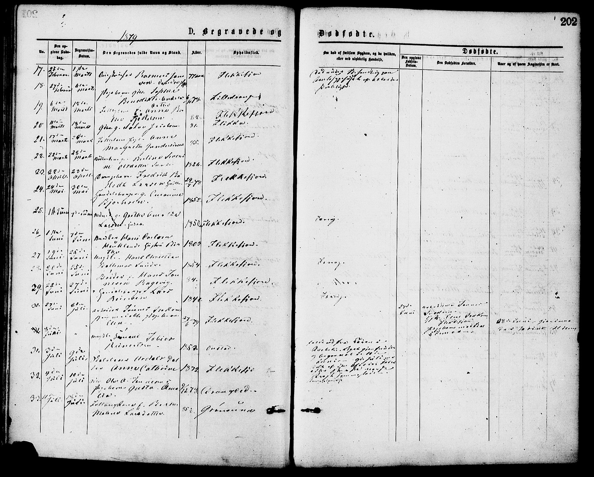 Flekkefjord sokneprestkontor, AV/SAK-1111-0012/F/Fa/Fac/L0007: Parish register (official) no. A 7, 1875-1885, p. 202