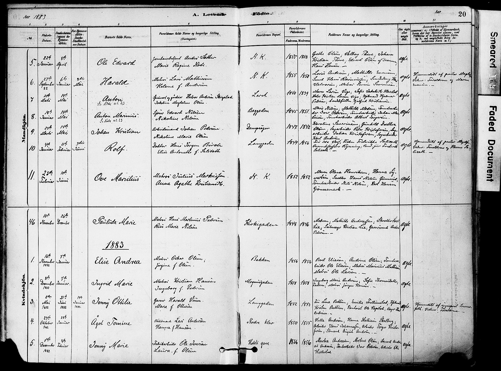 Holmestrand kirkebøker, AV/SAKO-A-346/F/Fa/L0004: Parish register (official) no. 4, 1880-1901, p. 20