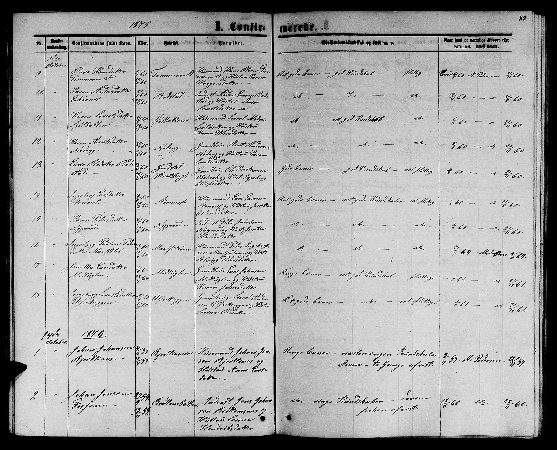 Ministerialprotokoller, klokkerbøker og fødselsregistre - Sør-Trøndelag, SAT/A-1456/618/L0451: Parish register (copy) no. 618C02, 1865-1883, p. 88