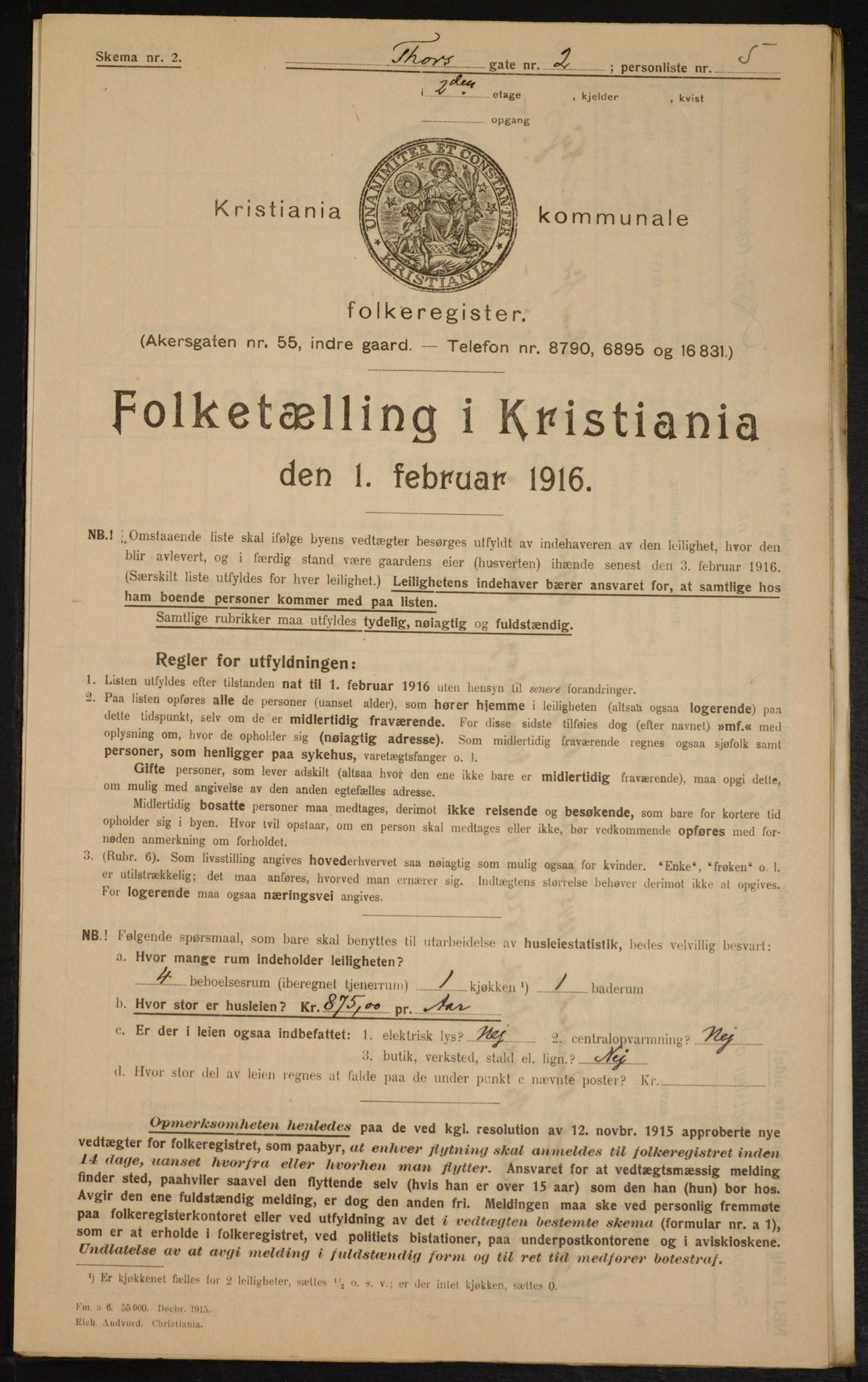 OBA, Municipal Census 1916 for Kristiania, 1916, p. 117559