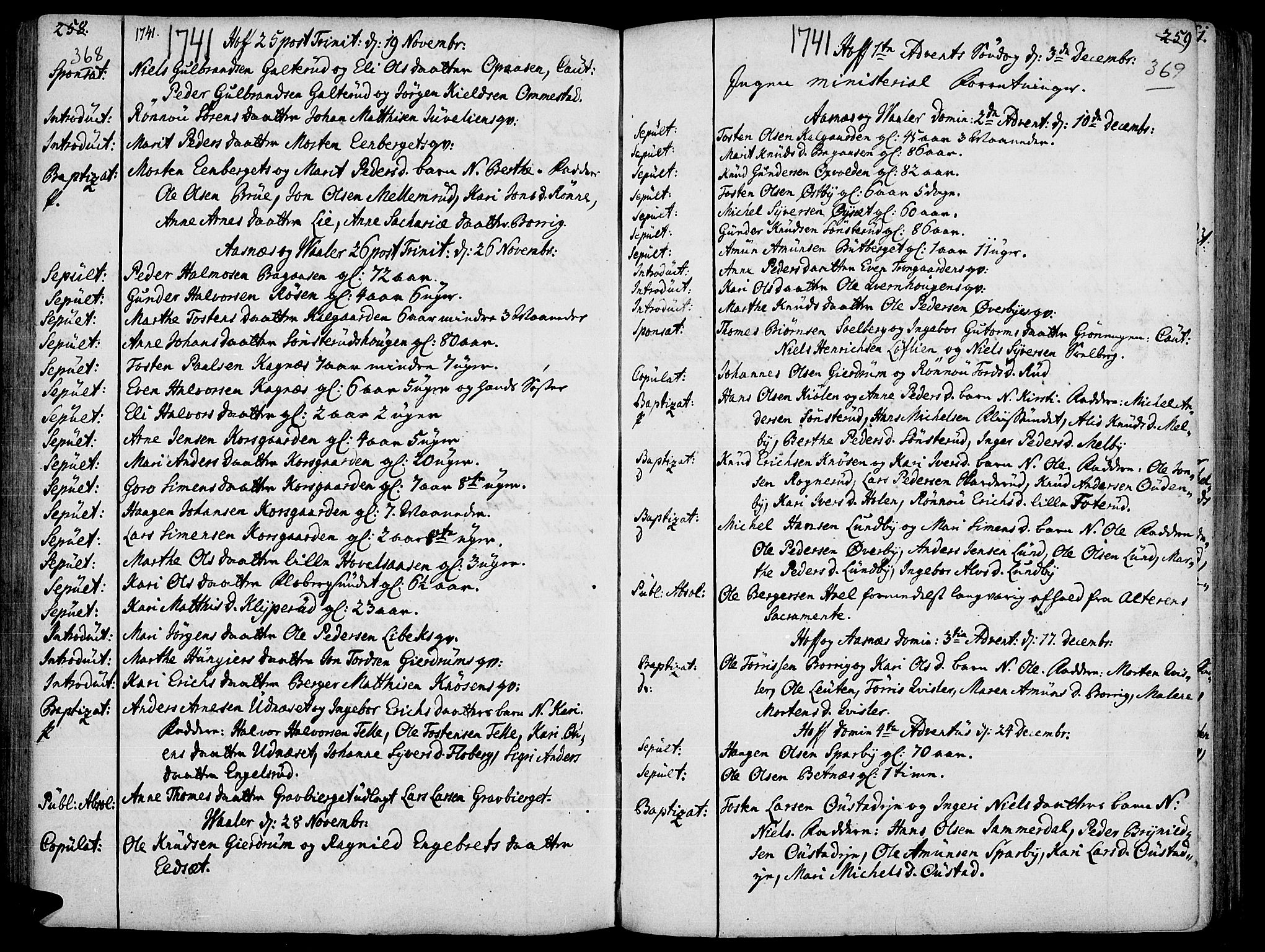Hof prestekontor, AV/SAH-PREST-038/H/Ha/Haa/L0002: Parish register (official) no. 2, 1720-1749, p. 368-369