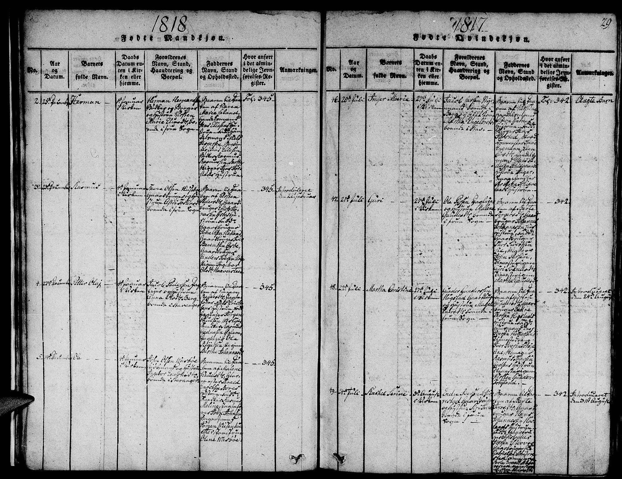 Domkirken sokneprestkontor, AV/SAST-A-101812/001/30/30BA/L0008: Parish register (official) no. A 8, 1816-1821, p. 29