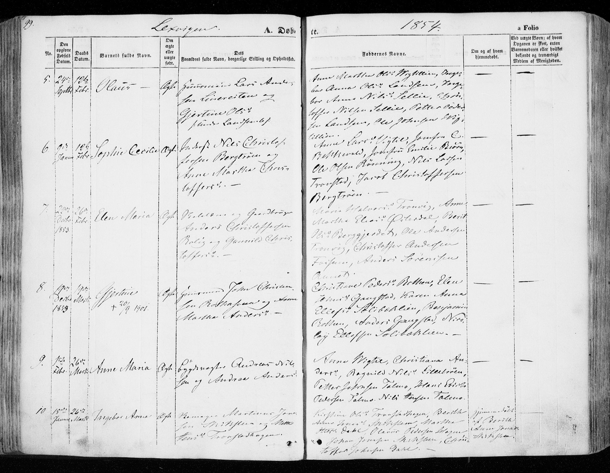Ministerialprotokoller, klokkerbøker og fødselsregistre - Nord-Trøndelag, SAT/A-1458/701/L0007: Parish register (official) no. 701A07 /1, 1842-1854, p. 99