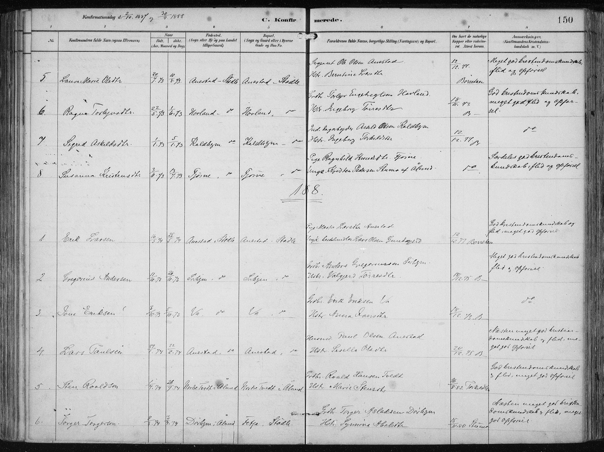 Etne sokneprestembete, AV/SAB-A-75001/H/Haa: Parish register (official) no. B  1, 1879-1919, p. 150