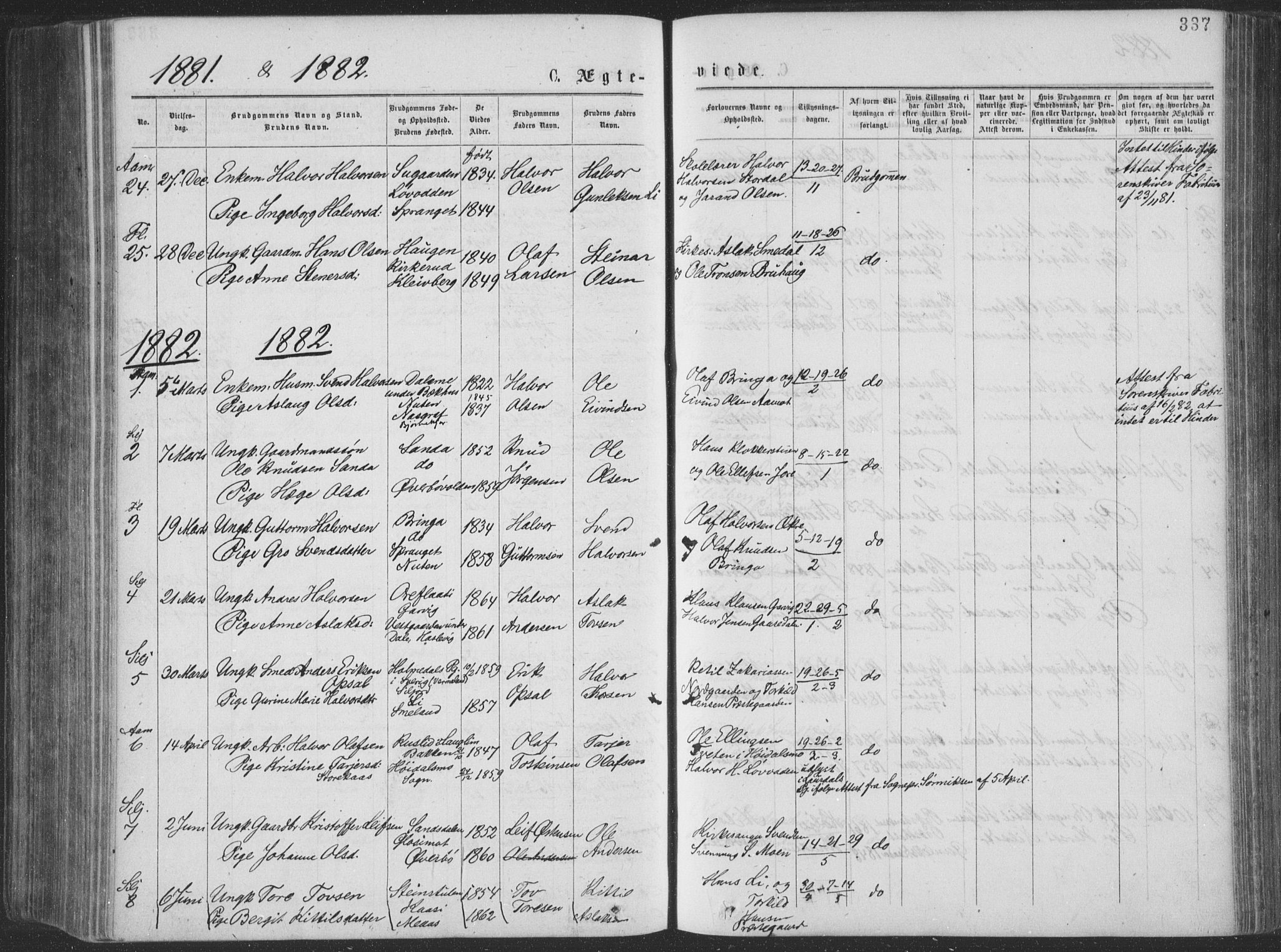 Seljord kirkebøker, SAKO/A-20/F/Fa/L0014: Parish register (official) no. I 14, 1877-1886, p. 337