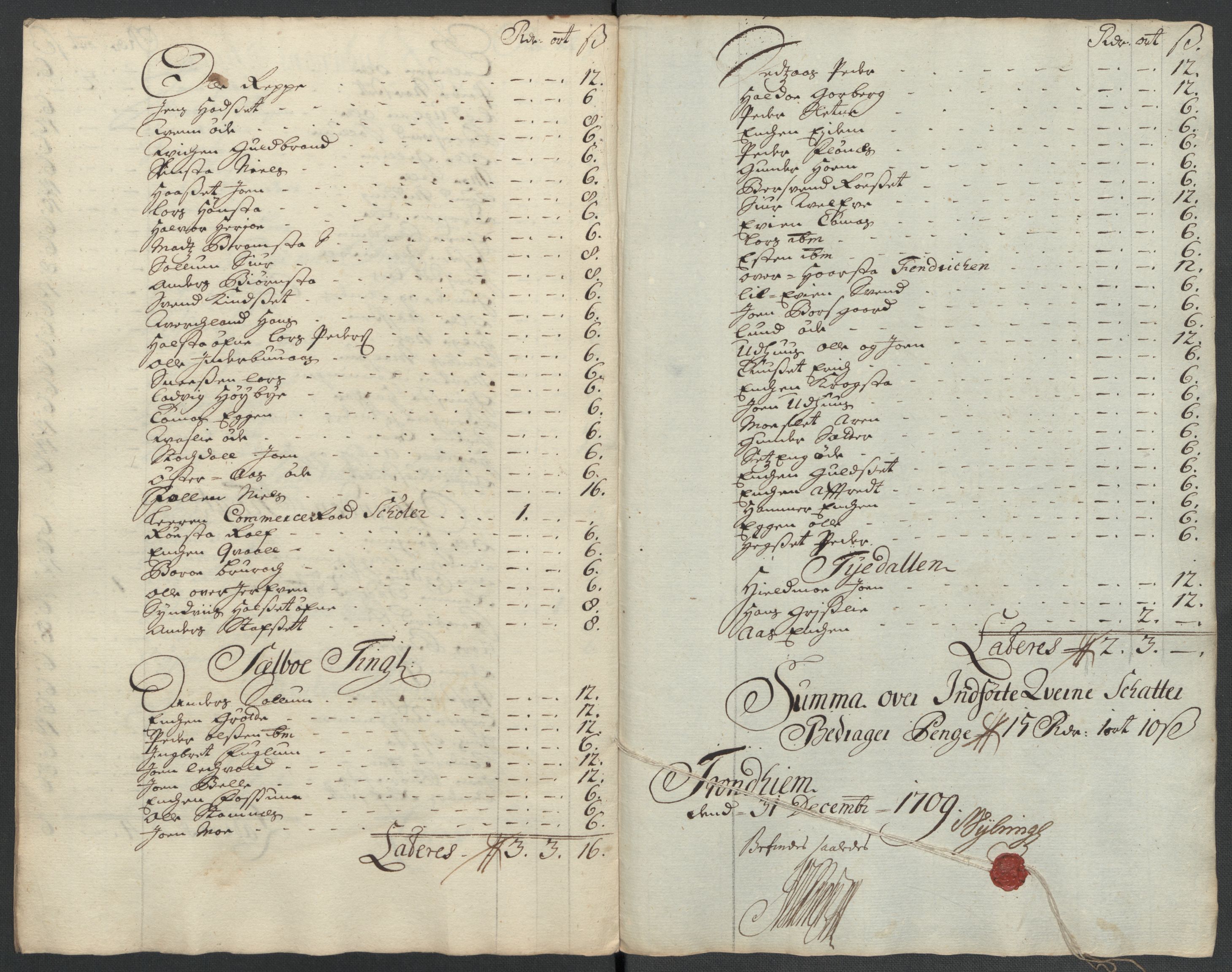 Rentekammeret inntil 1814, Reviderte regnskaper, Fogderegnskap, RA/EA-4092/R61/L4111: Fogderegnskap Strinda og Selbu, 1709-1710, p. 84