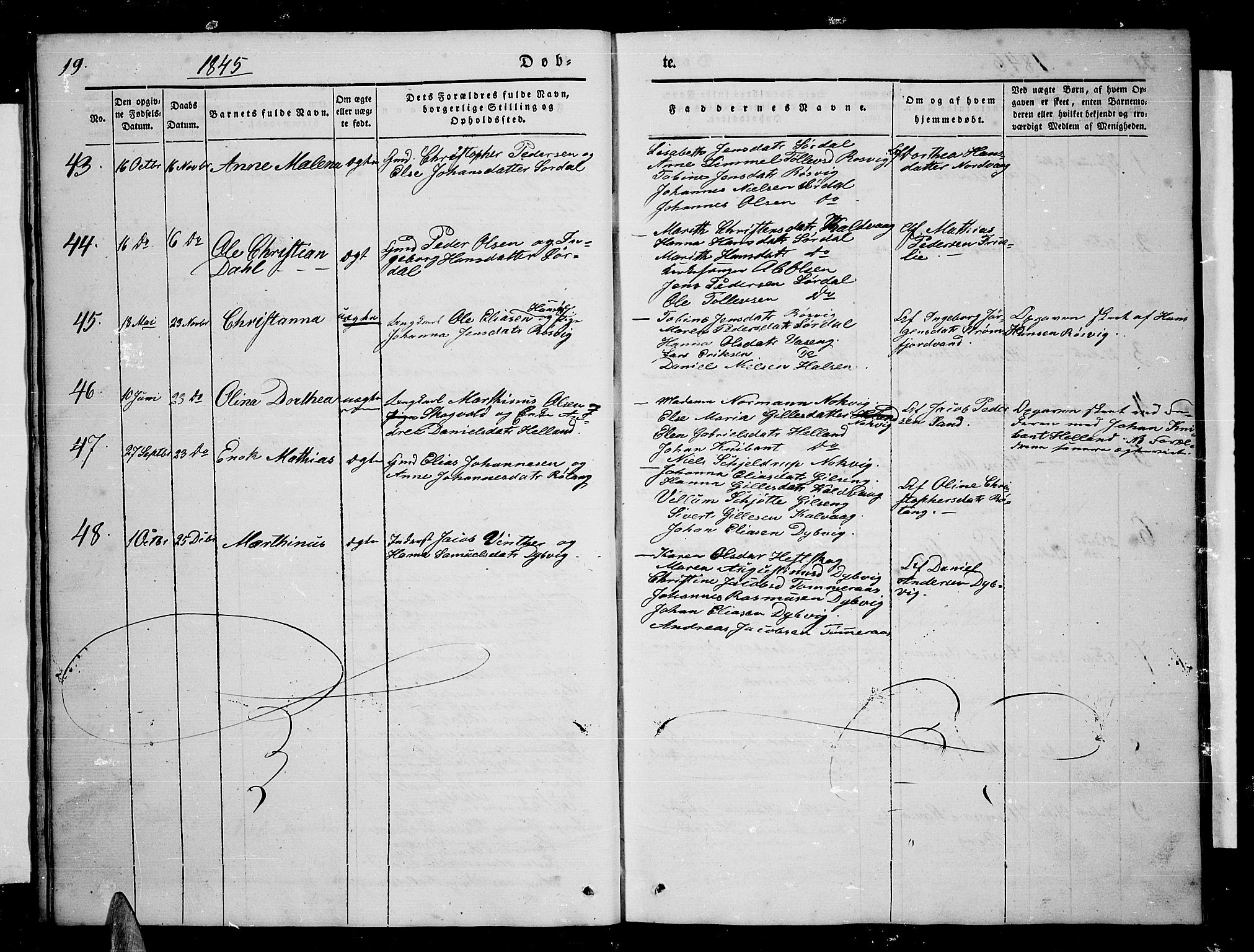 Ministerialprotokoller, klokkerbøker og fødselsregistre - Nordland, AV/SAT-A-1459/859/L0856: Parish register (copy) no. 859C02, 1843-1854, p. 19